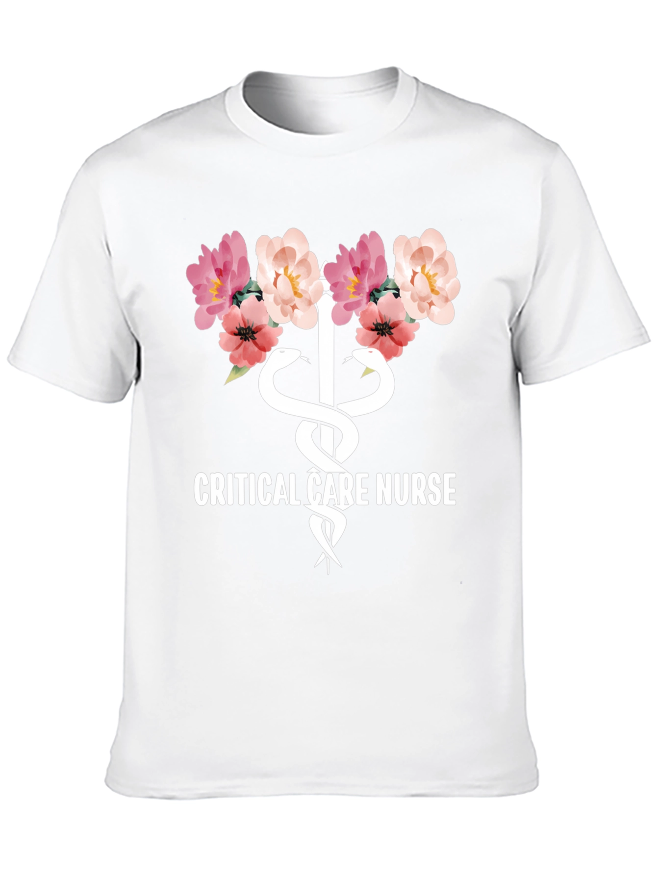 Floral Critical Care Nurse T-Shirt - Soft Cotton