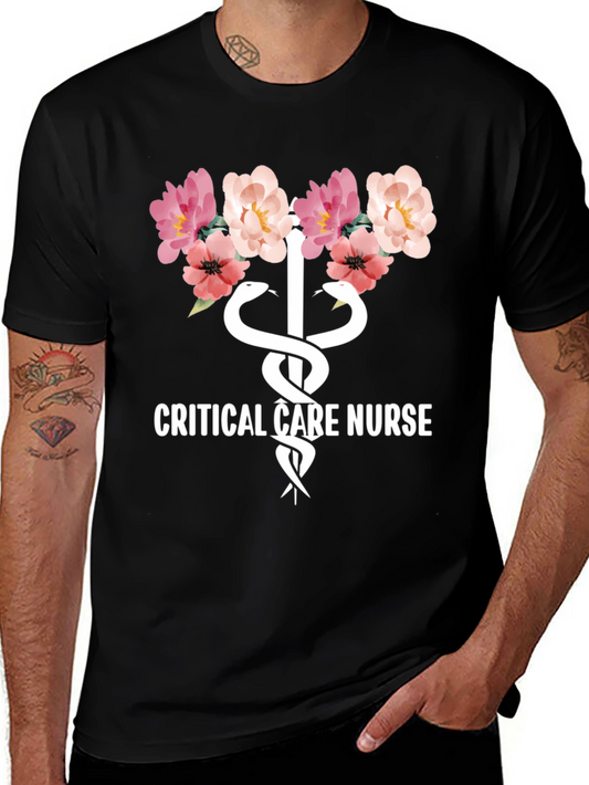 Floral Critical Care Nurse T-Shirt - Soft Cotton