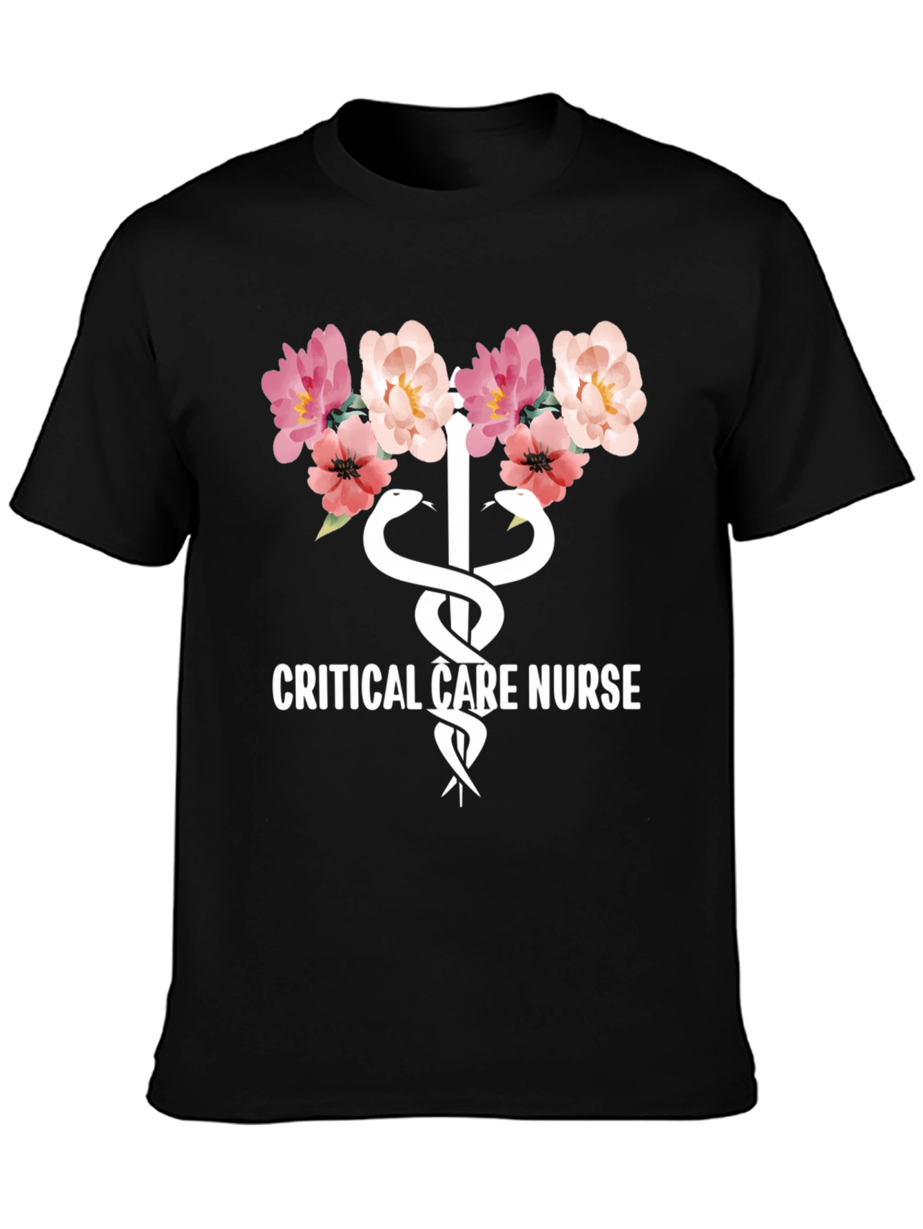 Floral Critical Care Nurse T-Shirt - Soft Cotton