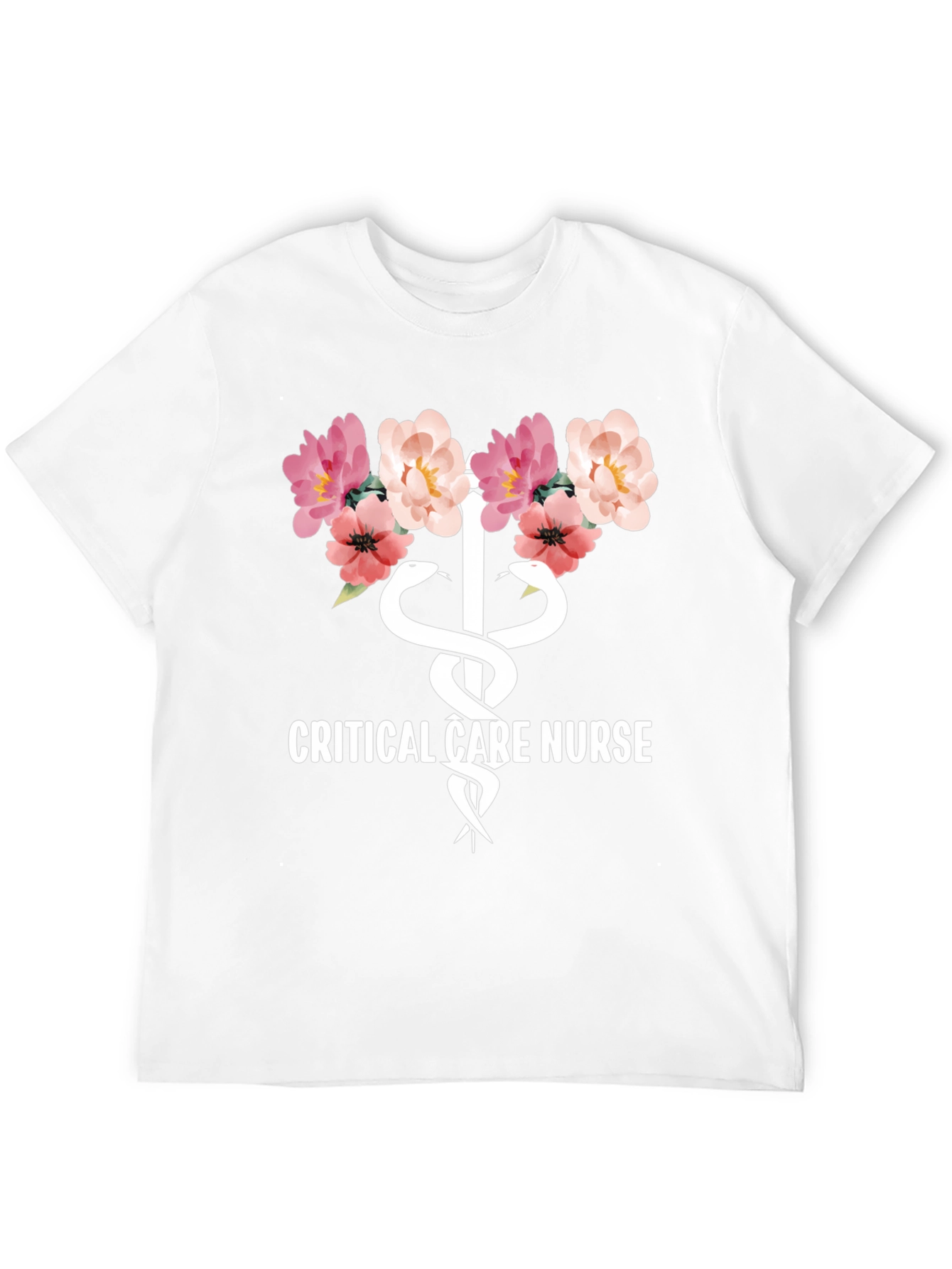 Floral Critical Care Nurse T-Shirt - Soft Cotton