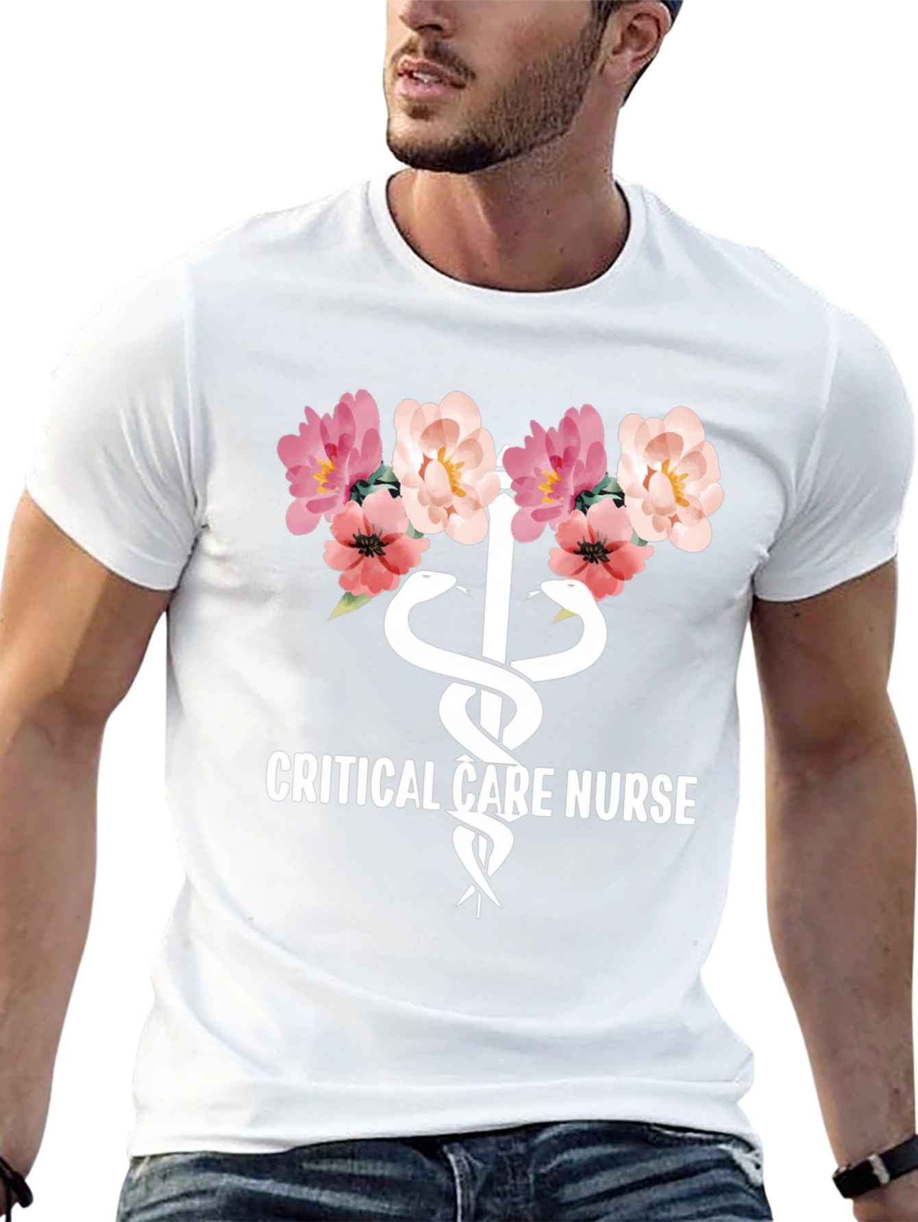 Floral Critical Care Nurse T-Shirt - Soft Cotton