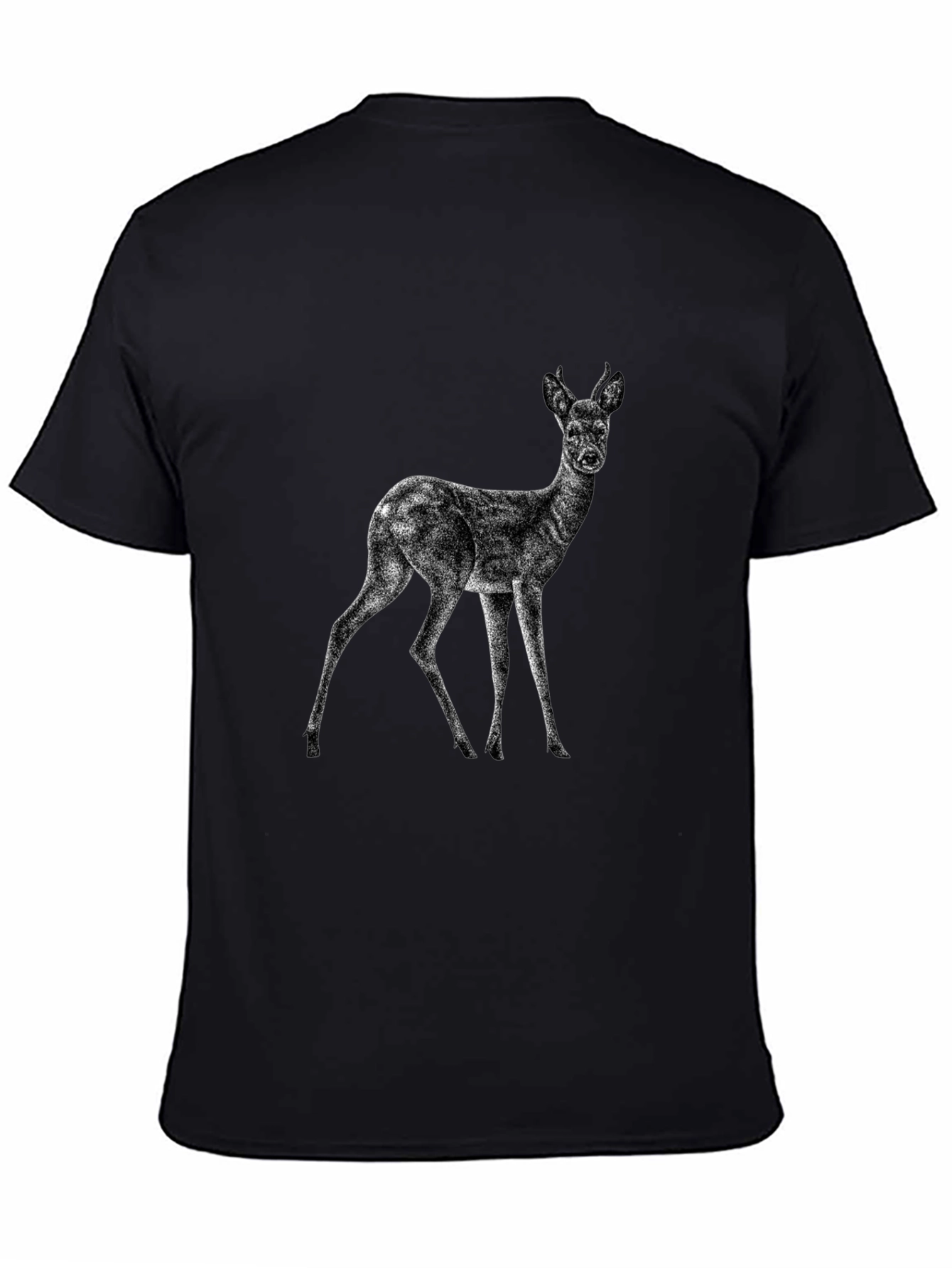 Deer Graphic Print Black T-Shirt
