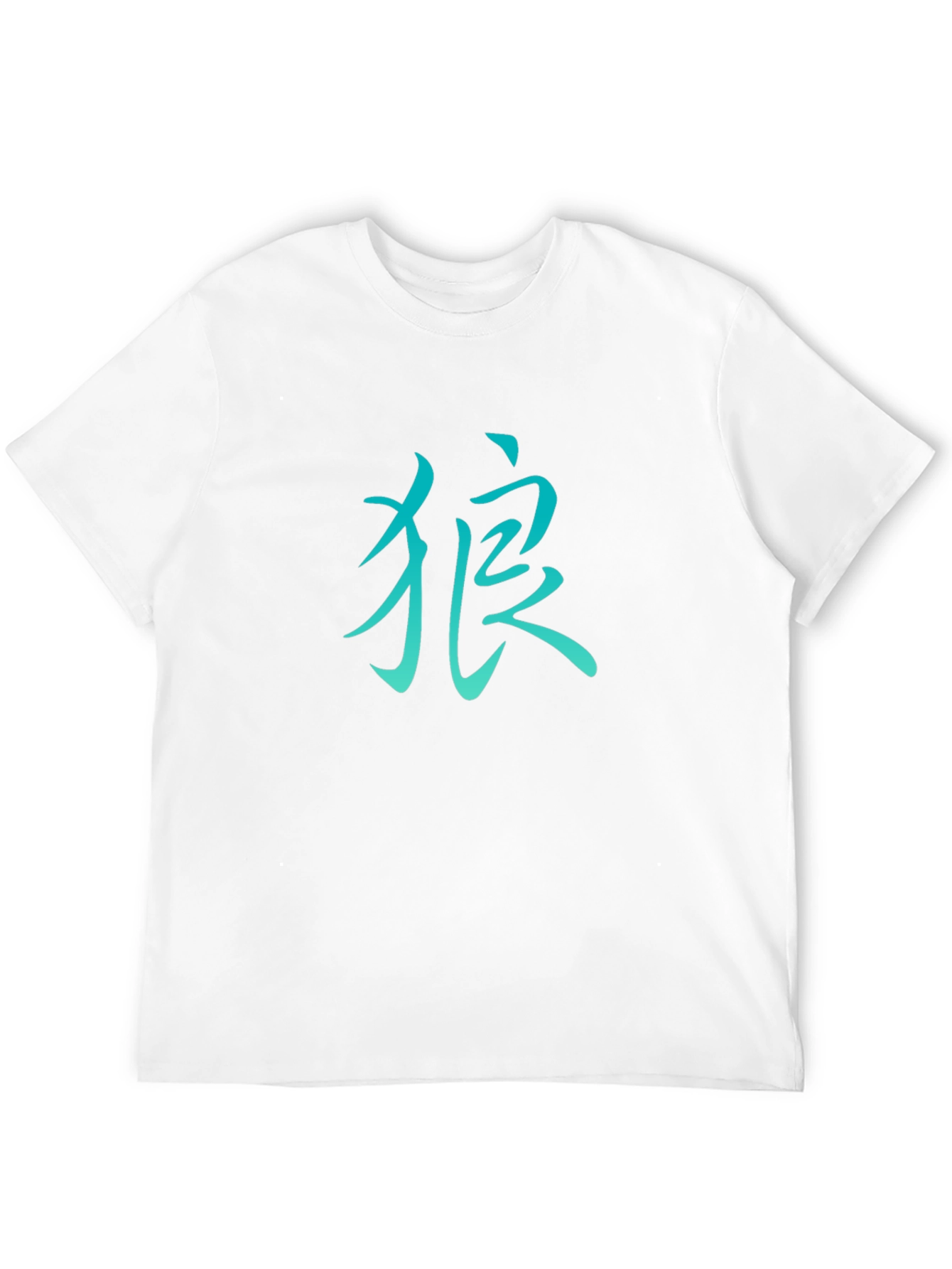 Mens Black T-Shirt with Teal Kanji Design