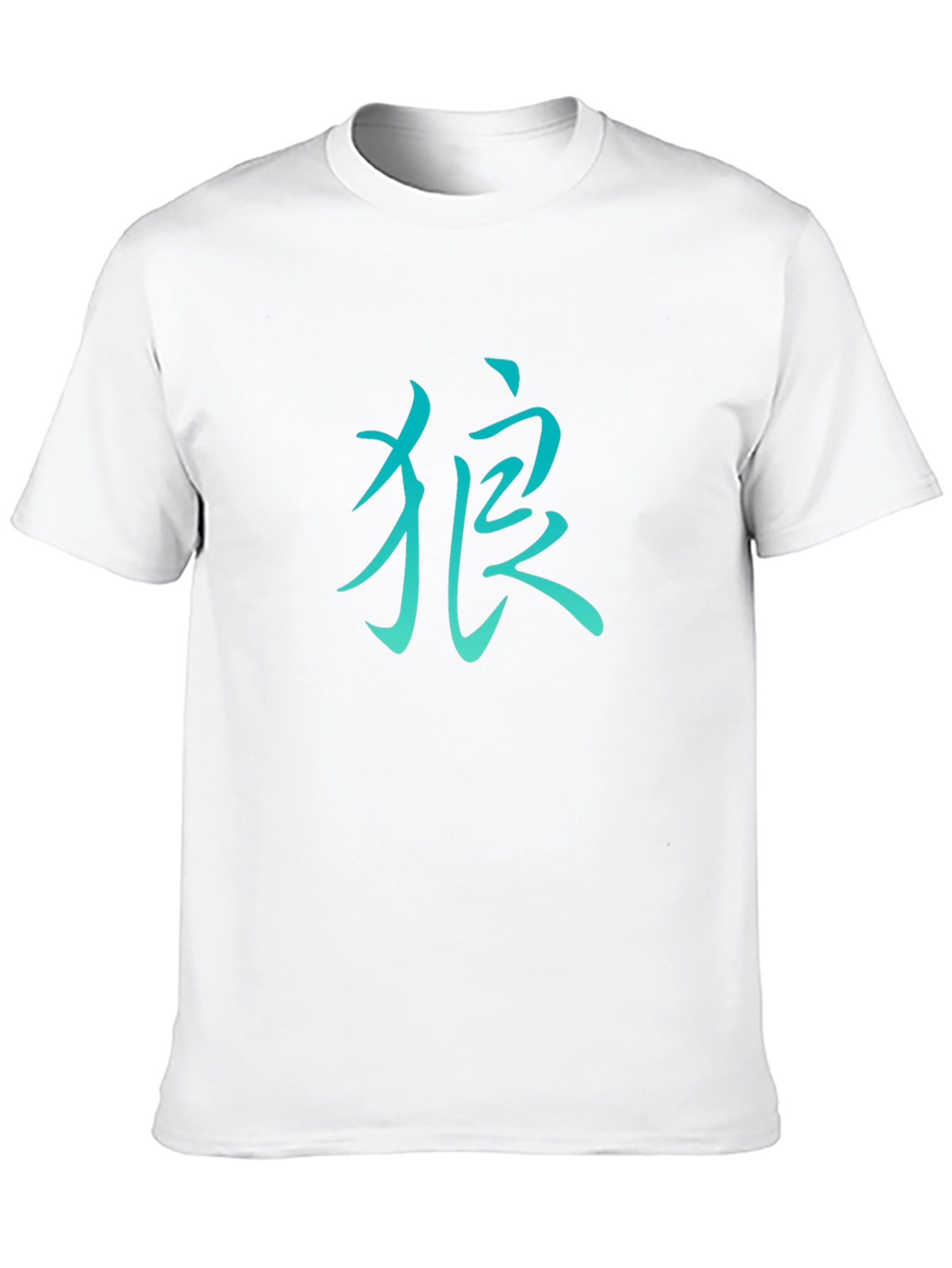 Mens Black T-Shirt with Teal Kanji Design