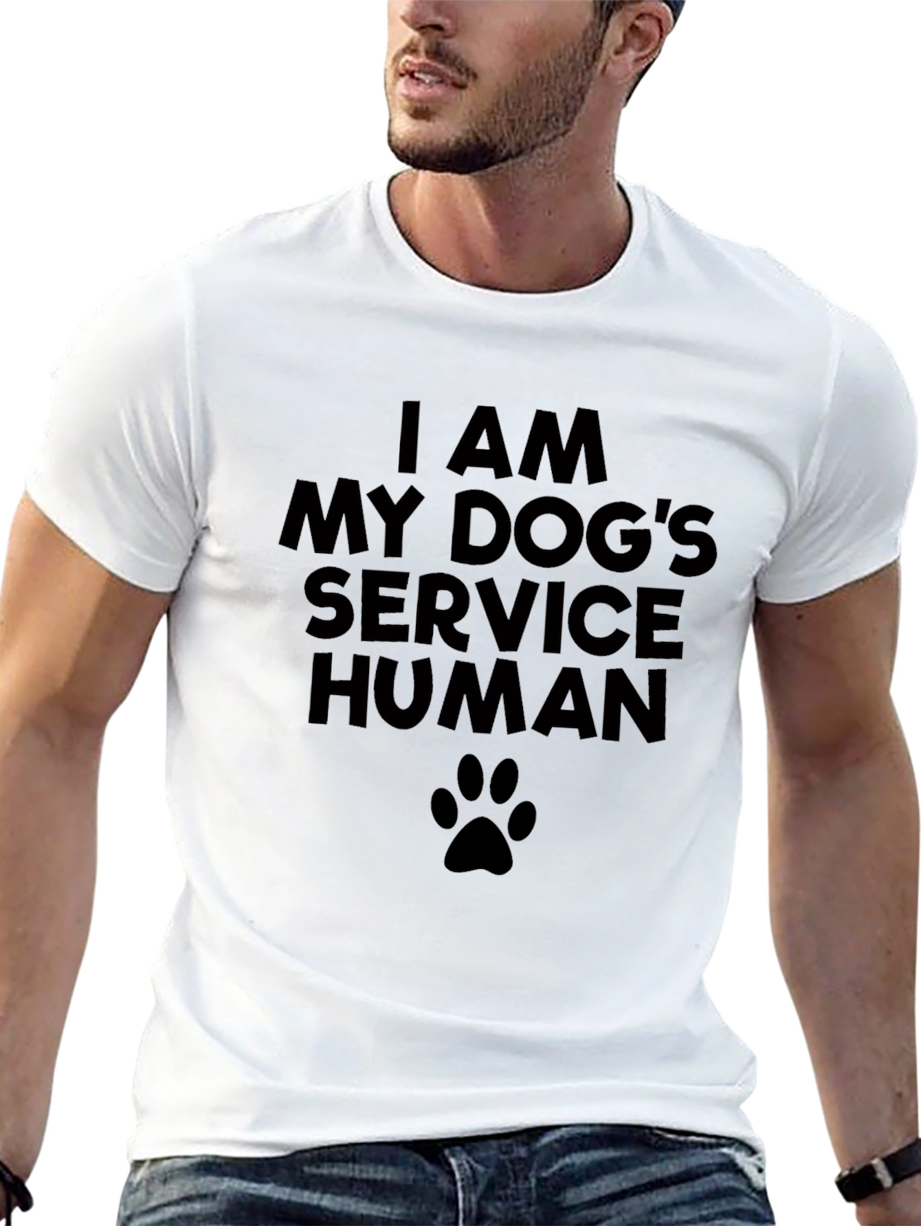 I Am My Dogs Service Human Black T-Shirt