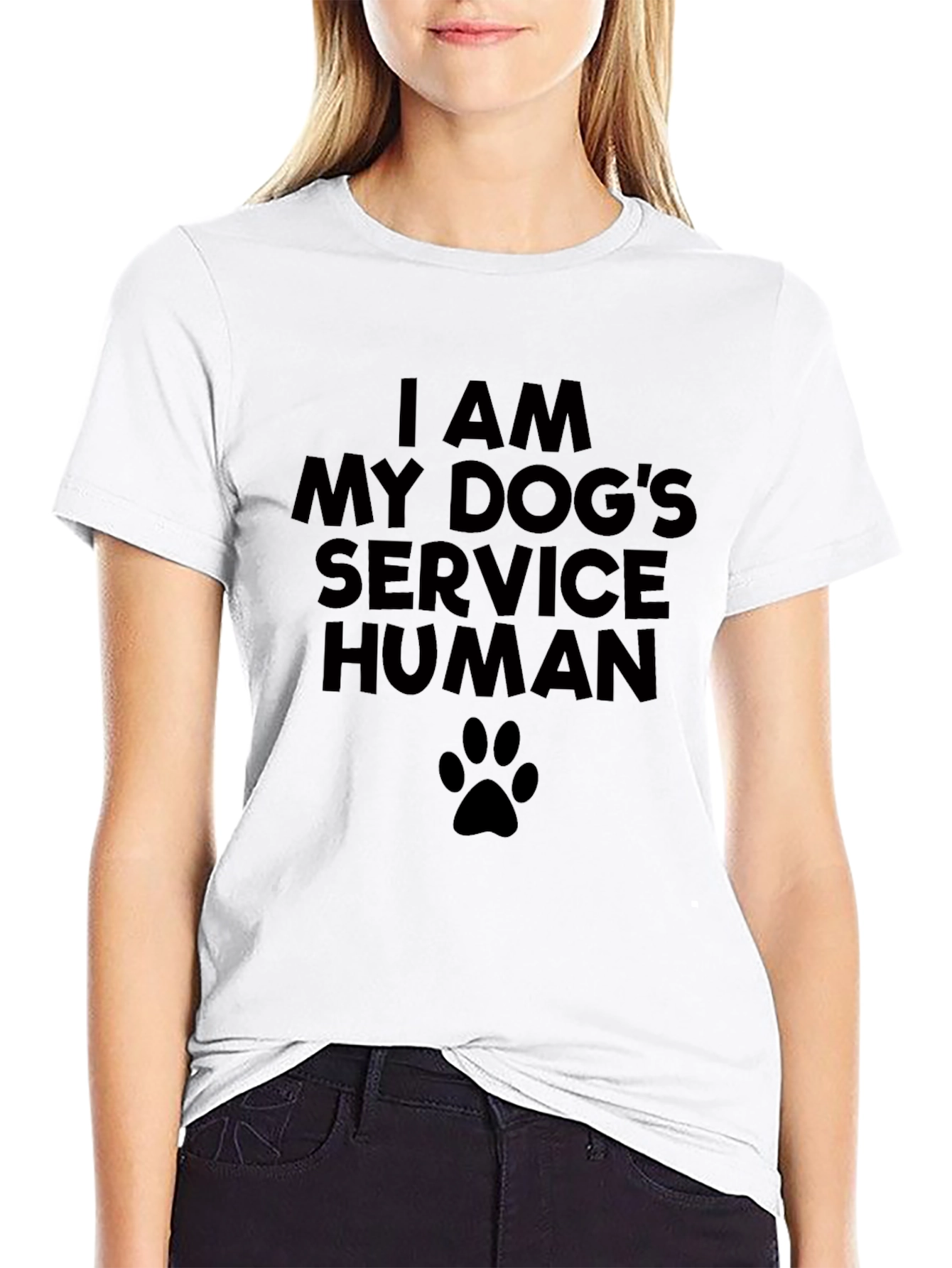 I Am My Dogs Service Human Black T-Shirt