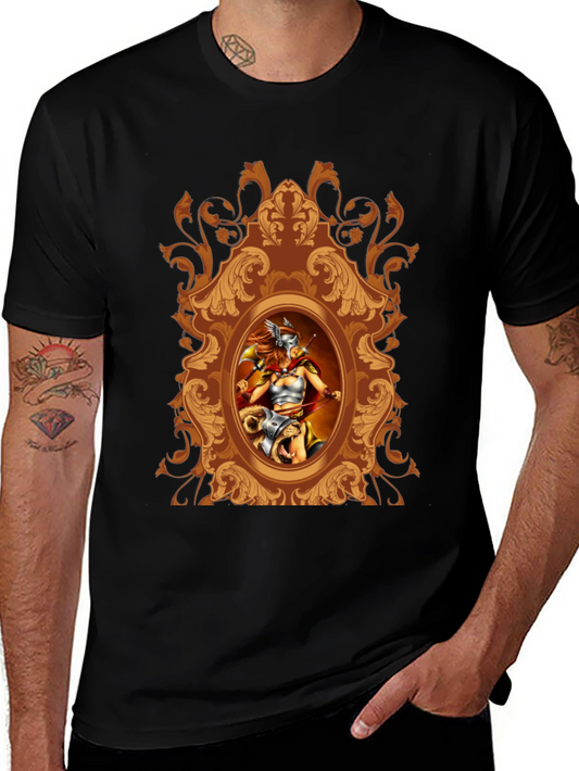 Viking Warrior Graphic T-Shirt - Vintage Frame Design