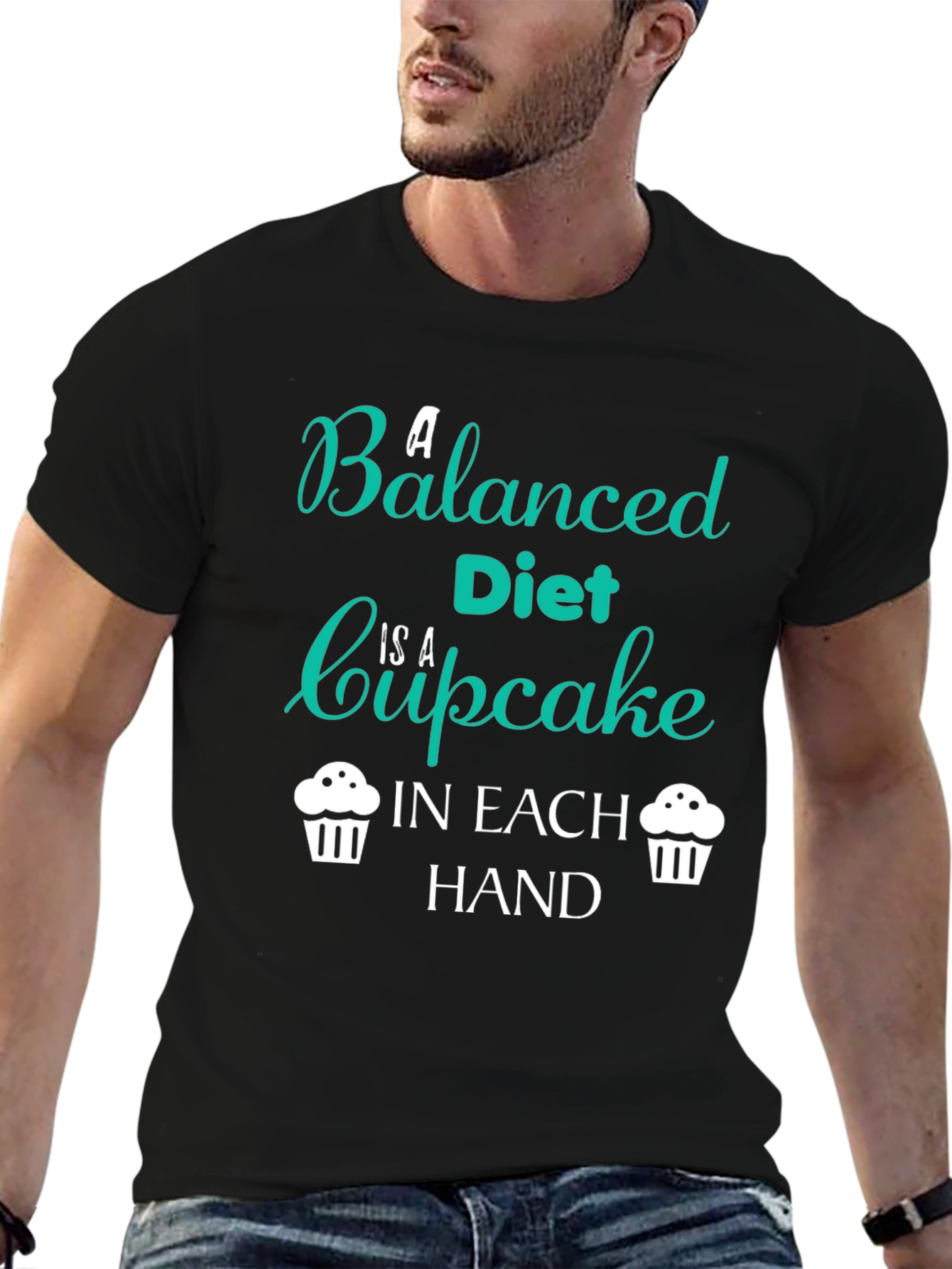 Funny Balanced Diet Cupcake T-Shirt