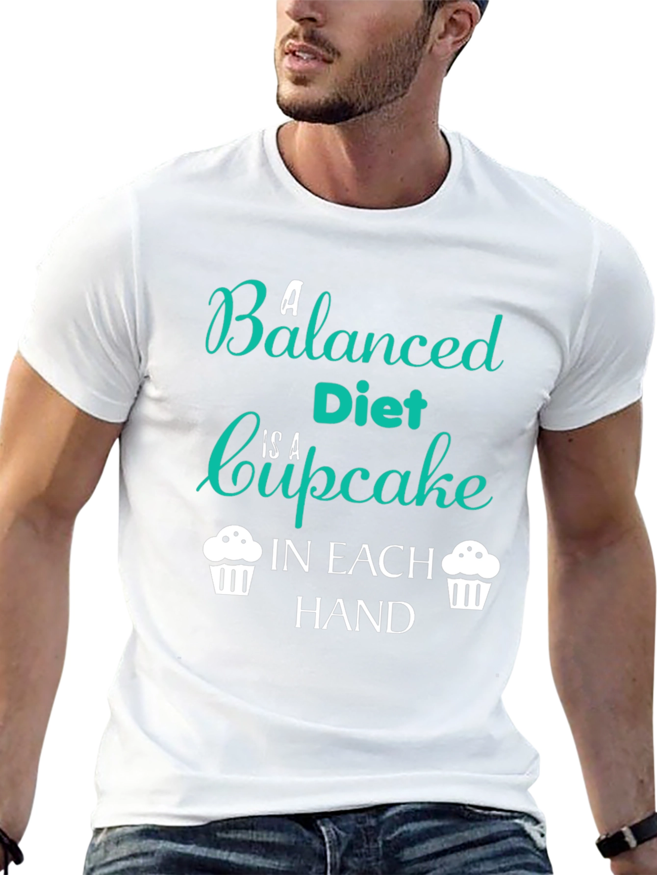 Funny Balanced Diet Cupcake T-Shirt
