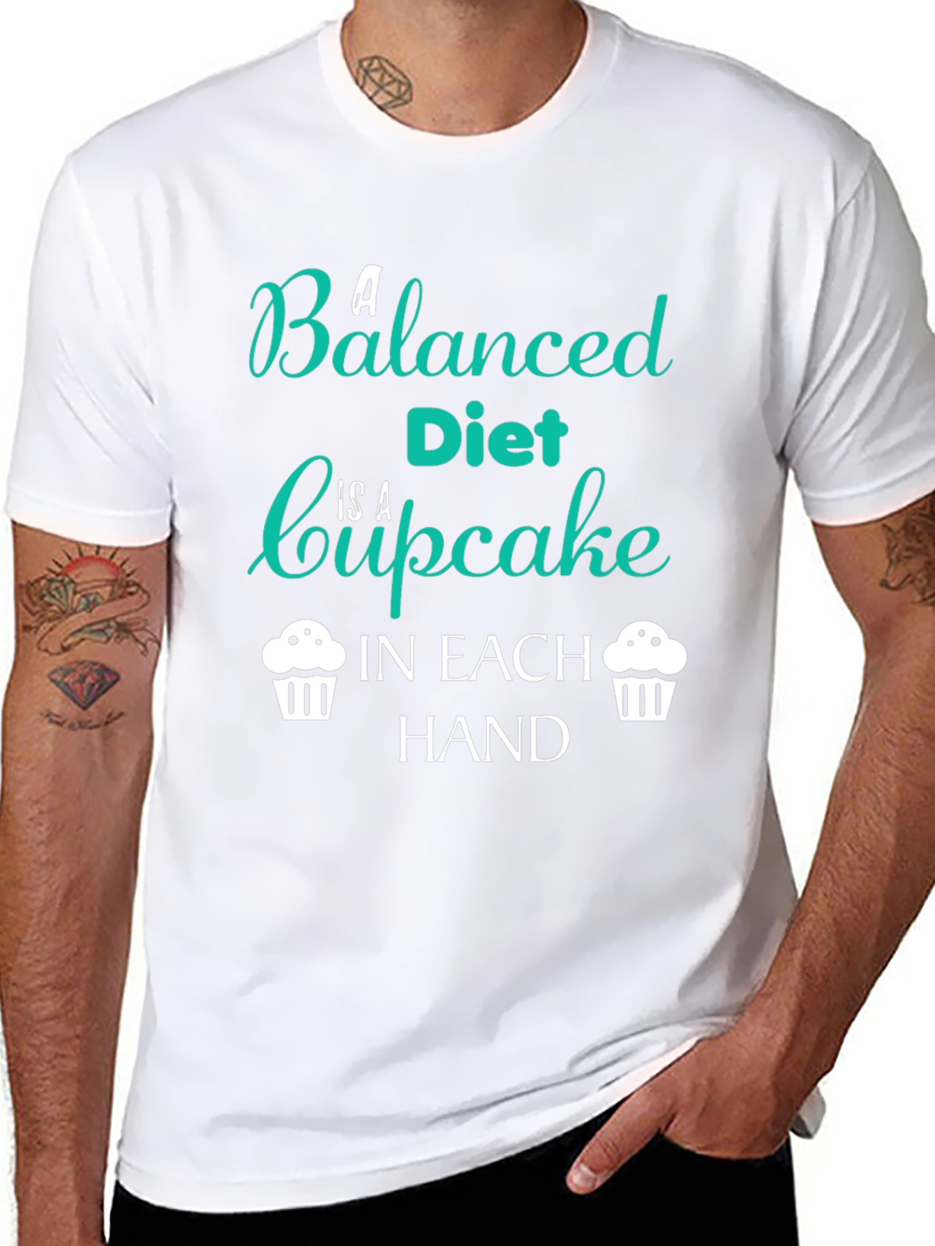 Funny Balanced Diet Cupcake T-Shirt