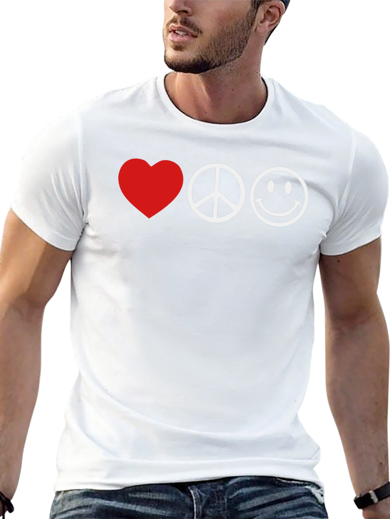 Love Peace Smiley T-Shirt - Black Graphic Tee