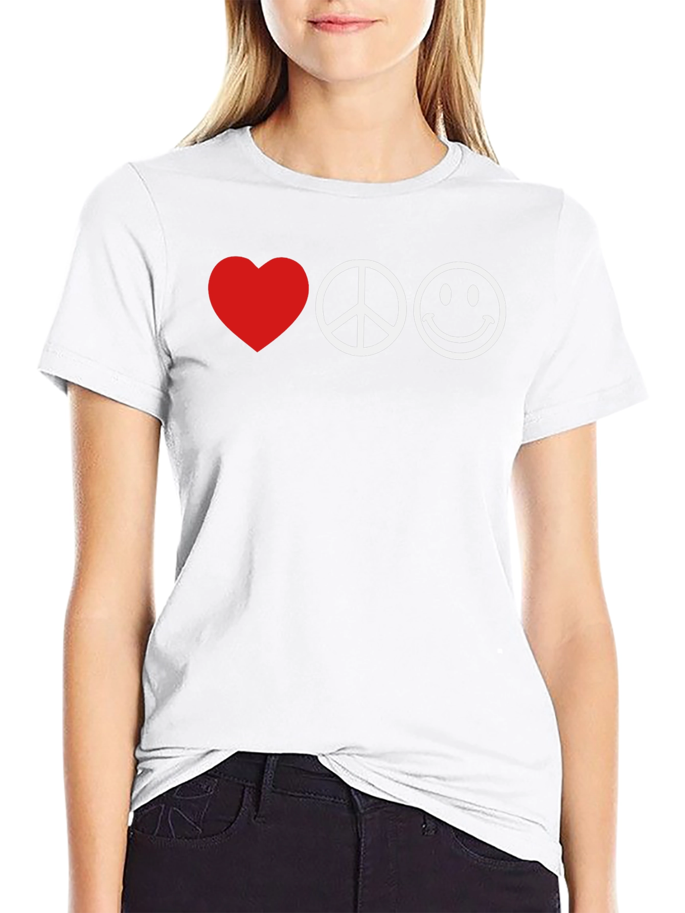 Love Peace Smiley T-Shirt - Black Graphic Tee