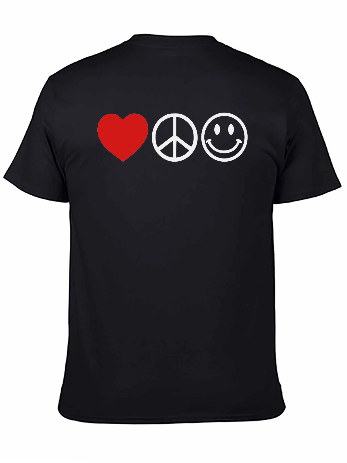 Love Peace Smiley T-Shirt - Black Graphic Tee