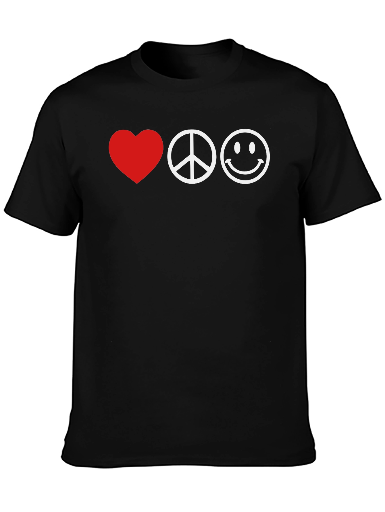 Love Peace Smiley T-Shirt - Black Graphic Tee