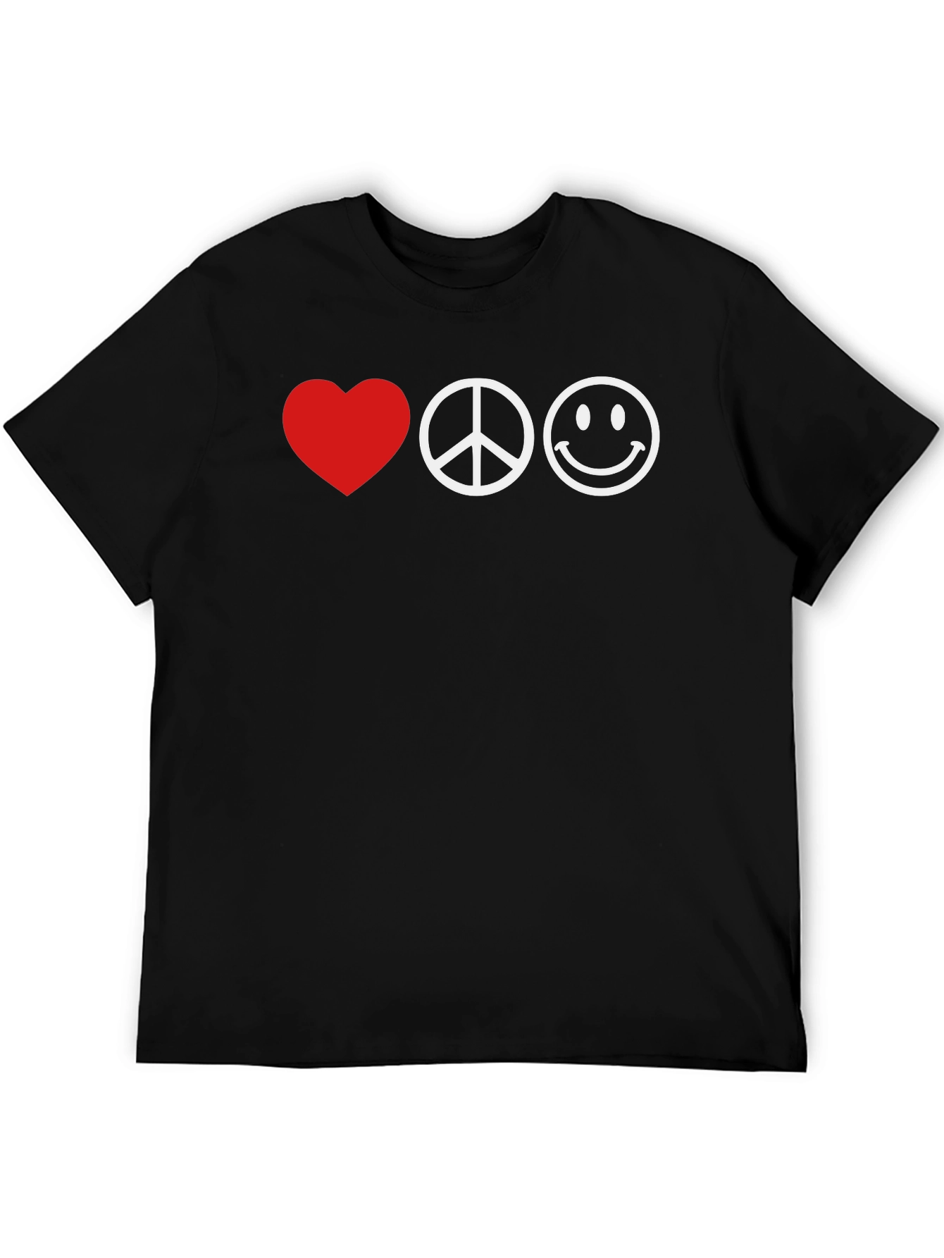 Love Peace Smiley T-Shirt - Black Graphic Tee