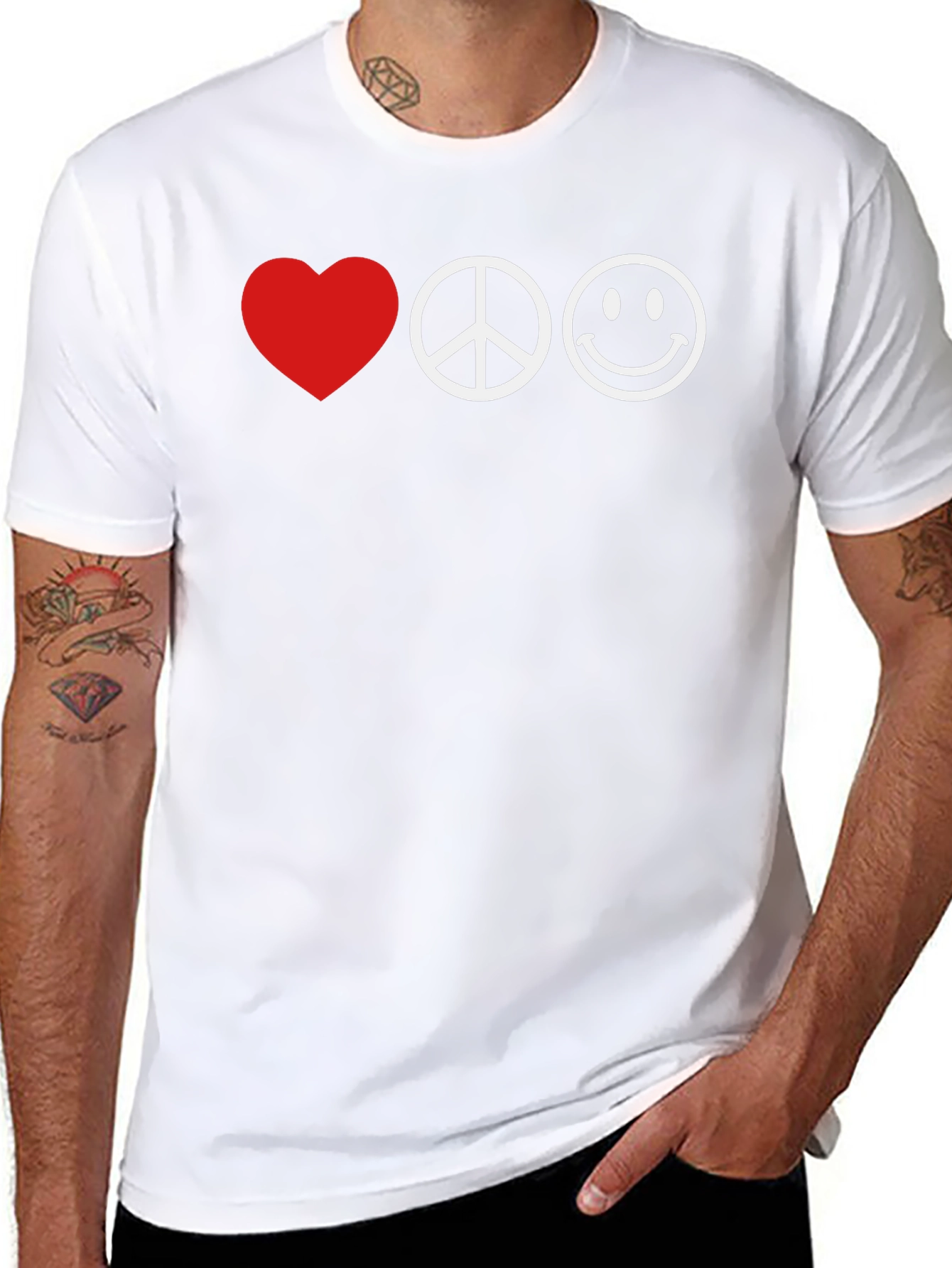 Love Peace Smiley T-Shirt - Black Graphic Tee