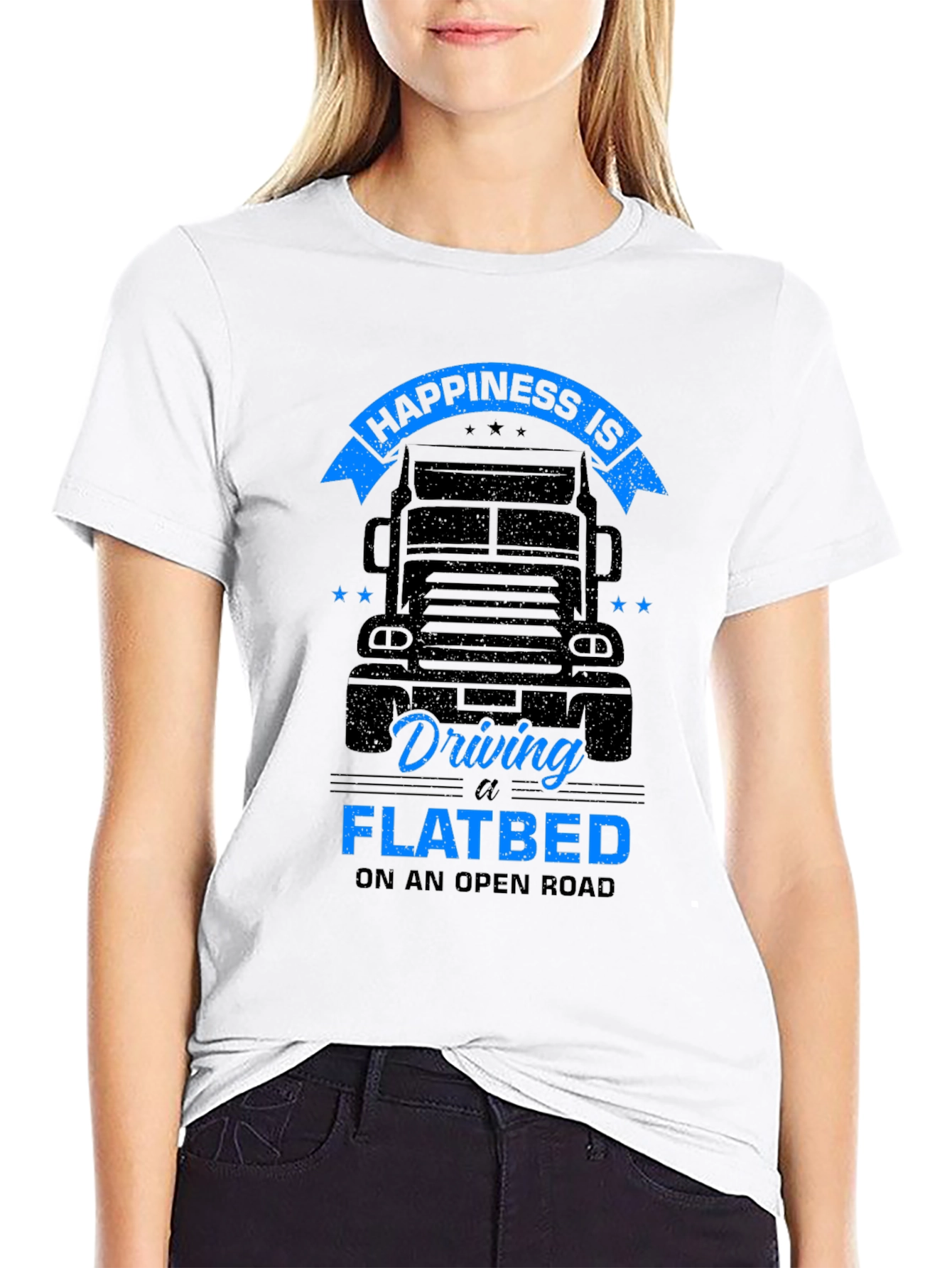 Happiness is Driving a Flatbed Black T-Shirt