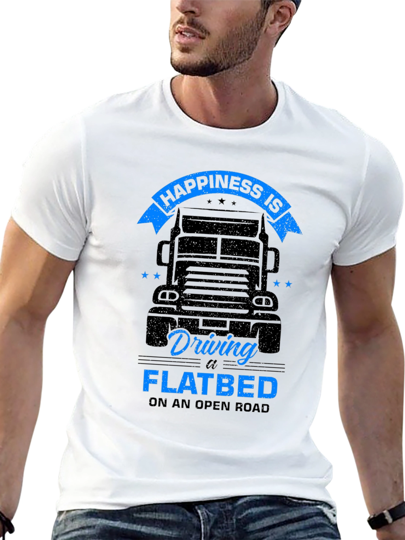 Happiness is Driving a Flatbed Black T-Shirt