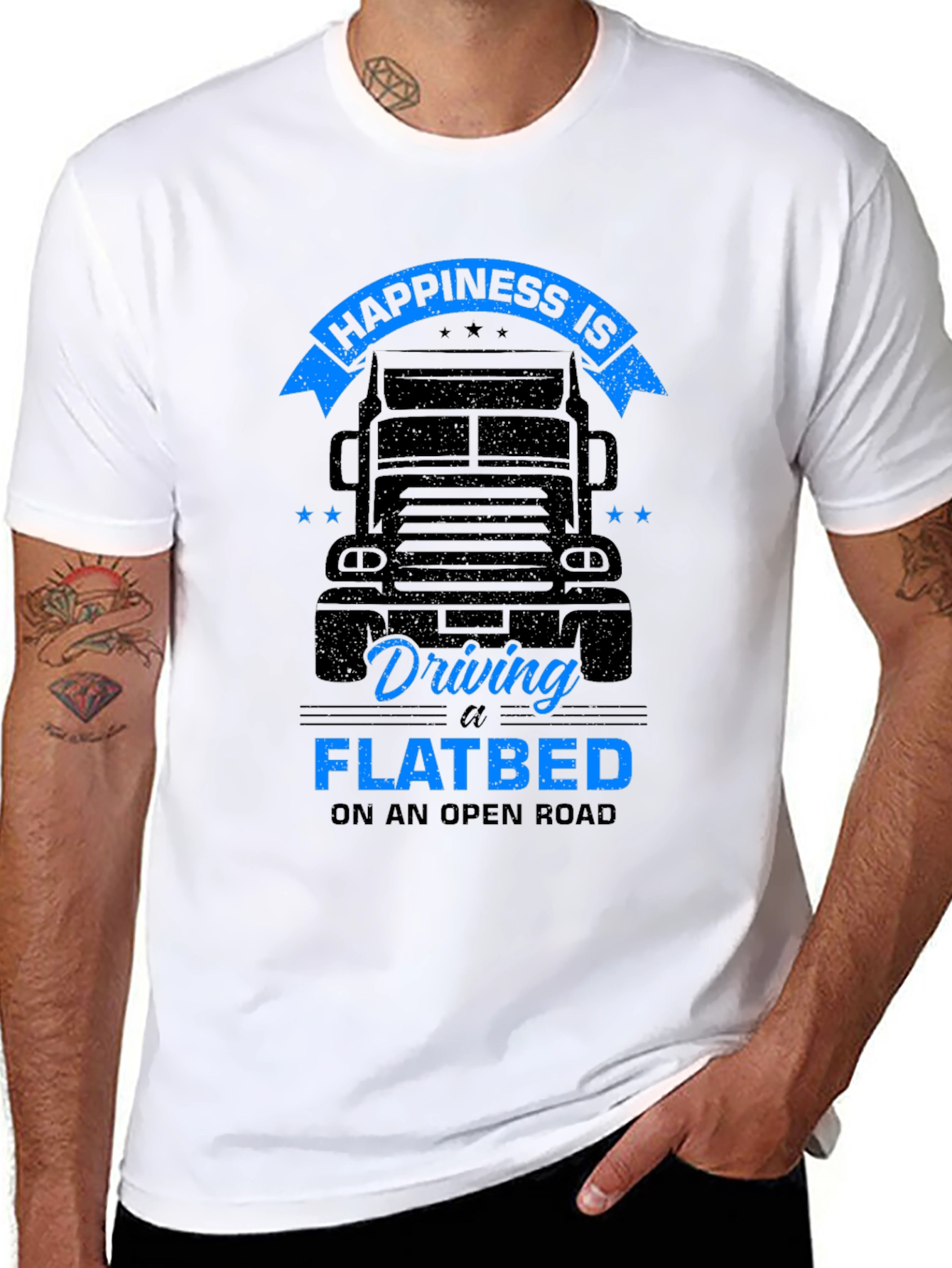 Happiness is Driving a Flatbed Black T-Shirt