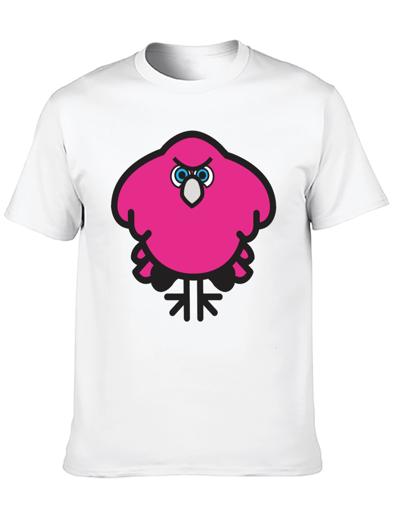 Pink Angry Bird Graphic Black T-Shirt