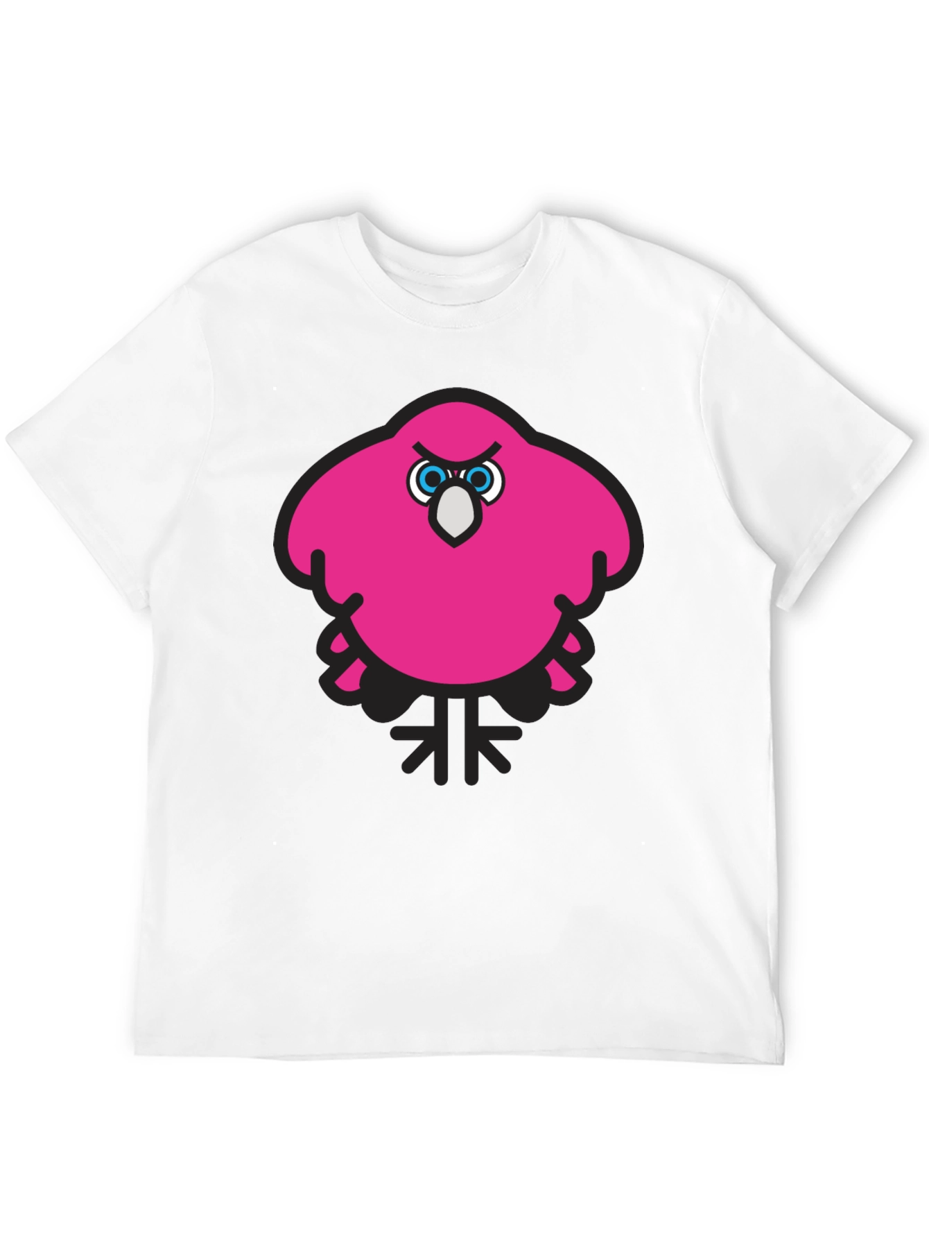 Pink Angry Bird Graphic Black T-Shirt