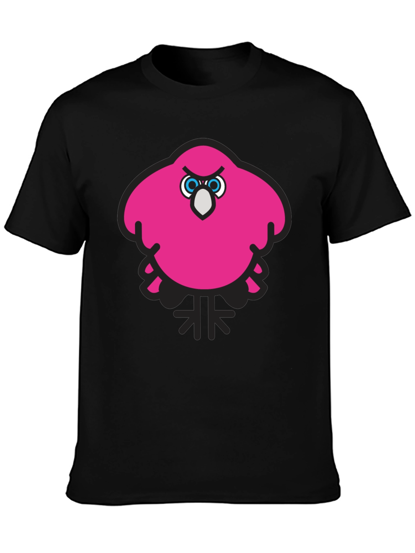 Pink Angry Bird Graphic Black T-Shirt