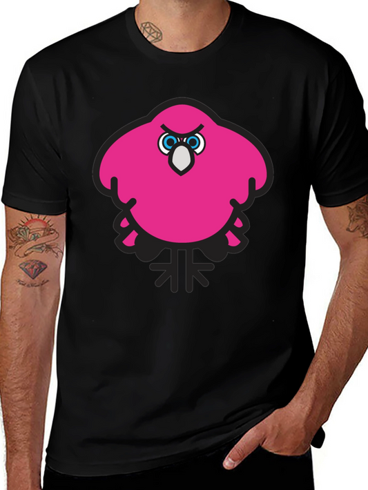Pink Angry Bird Graphic Black T-Shirt