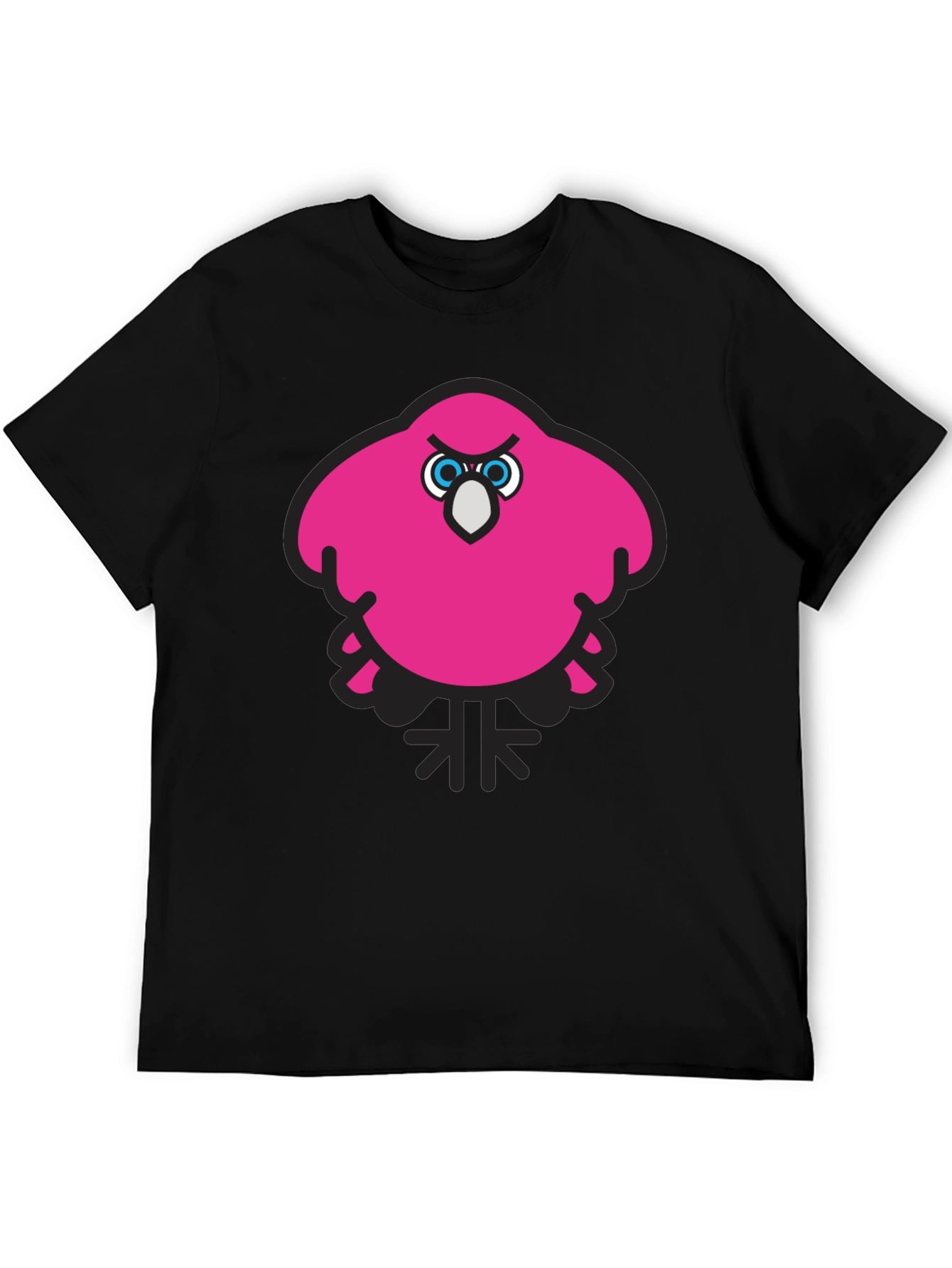 Pink Angry Bird Graphic Black T-Shirt