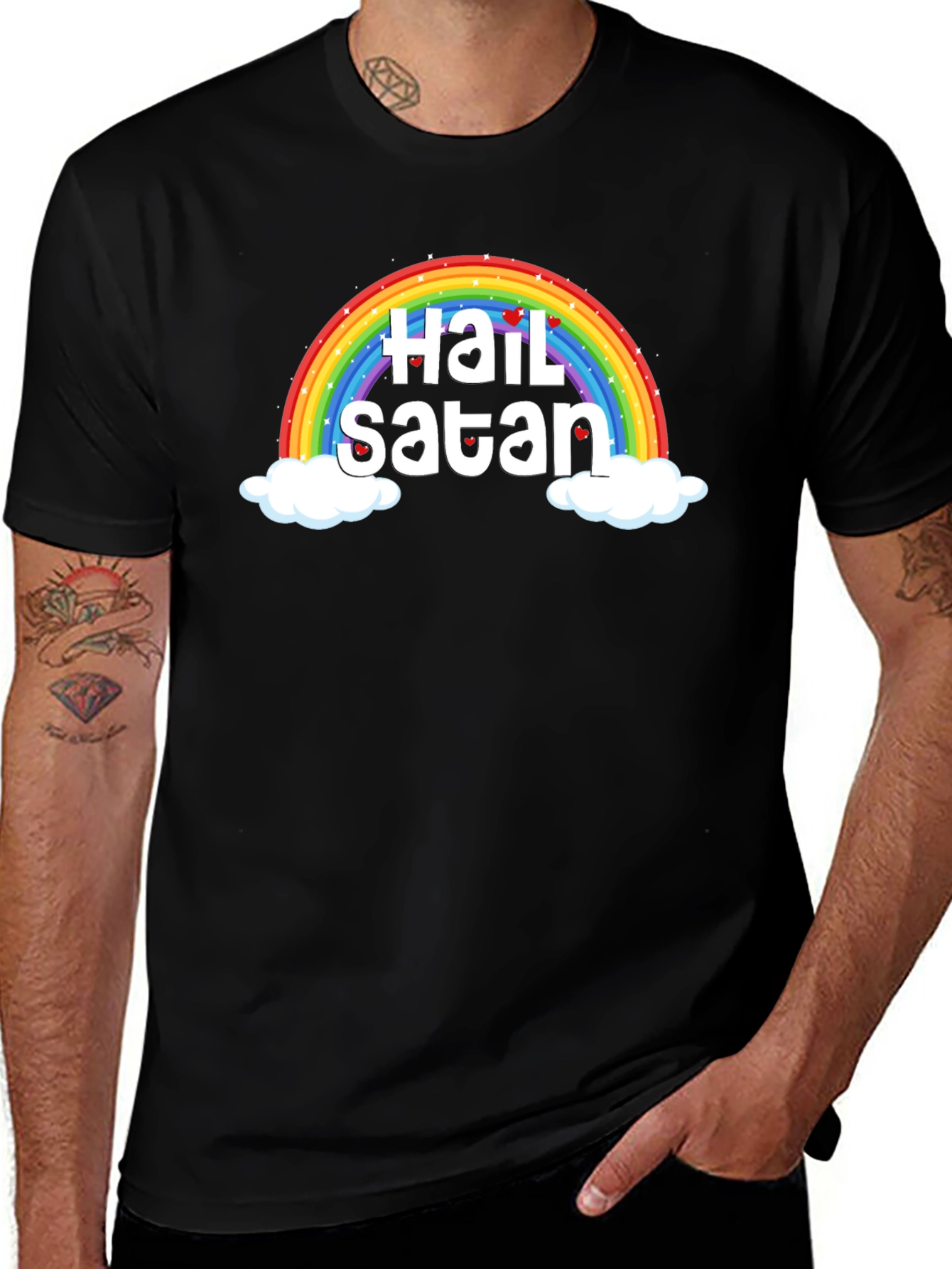 Rainbow Hail Satan Graphic Tee