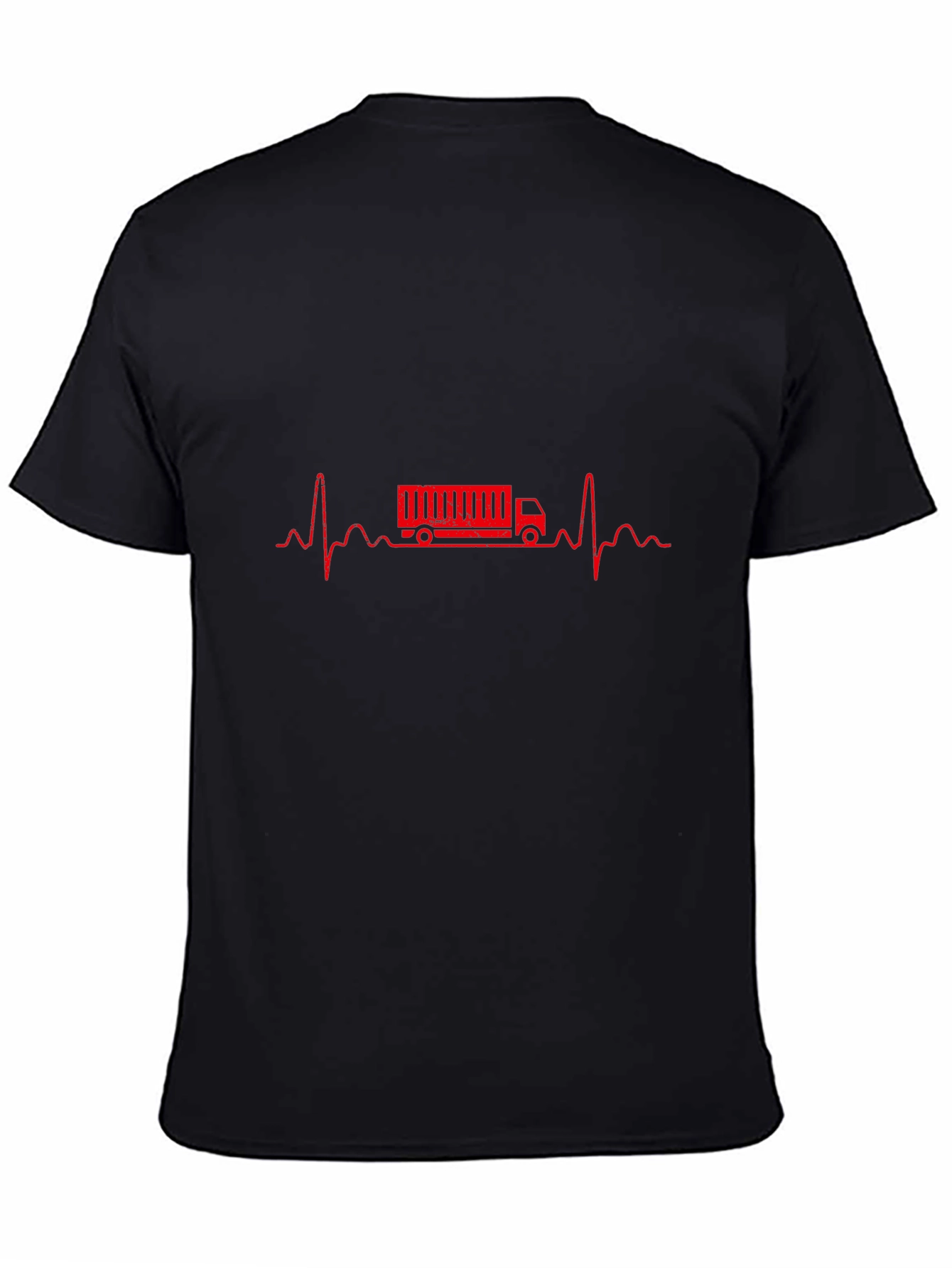 Truck Driver Heartbeat Graphic Tee - Black