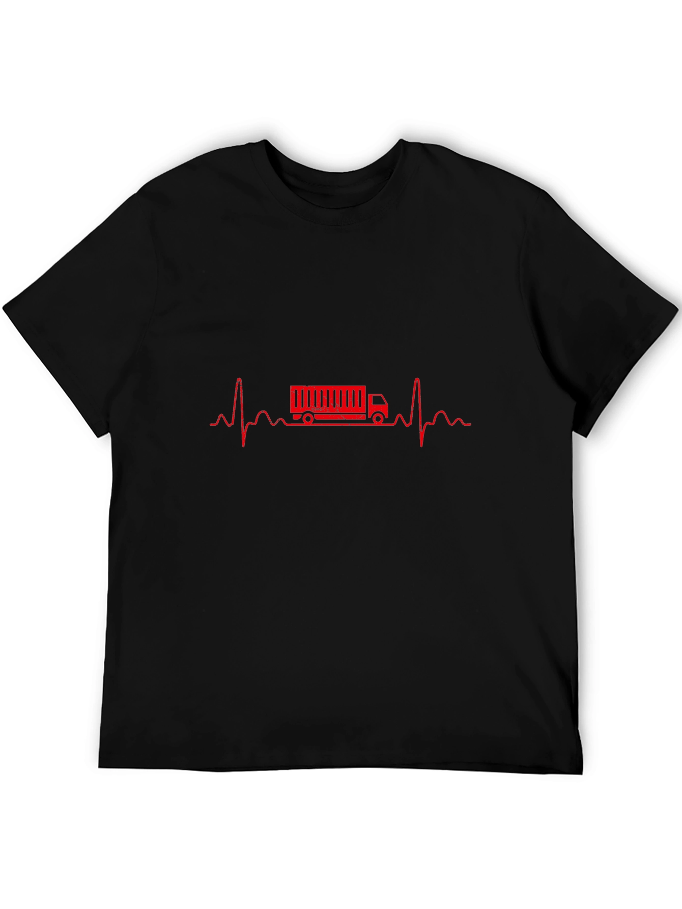 Truck Driver Heartbeat Graphic Tee - Black