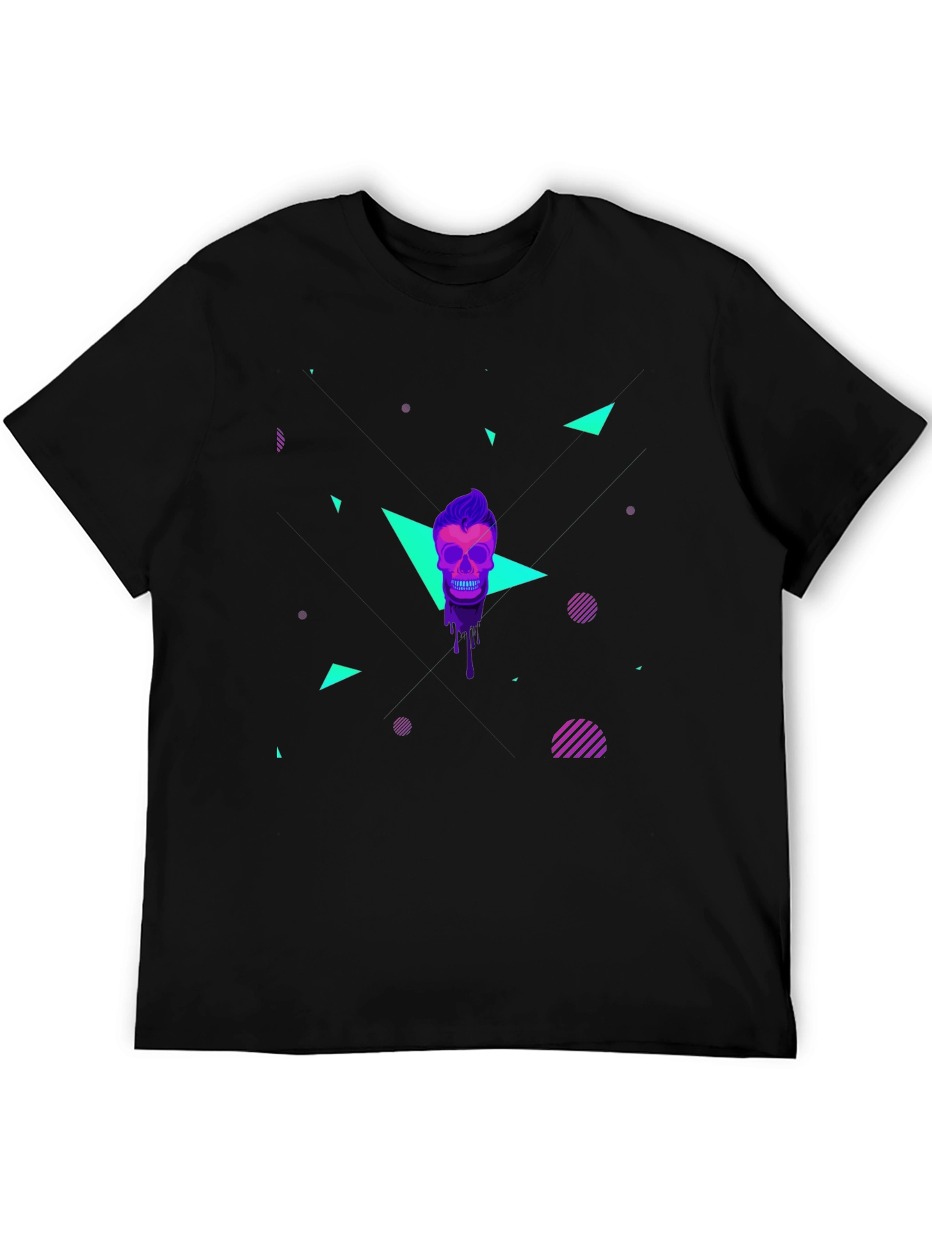 Neon Skull Graphic T-Shirt - Mens Black Tee