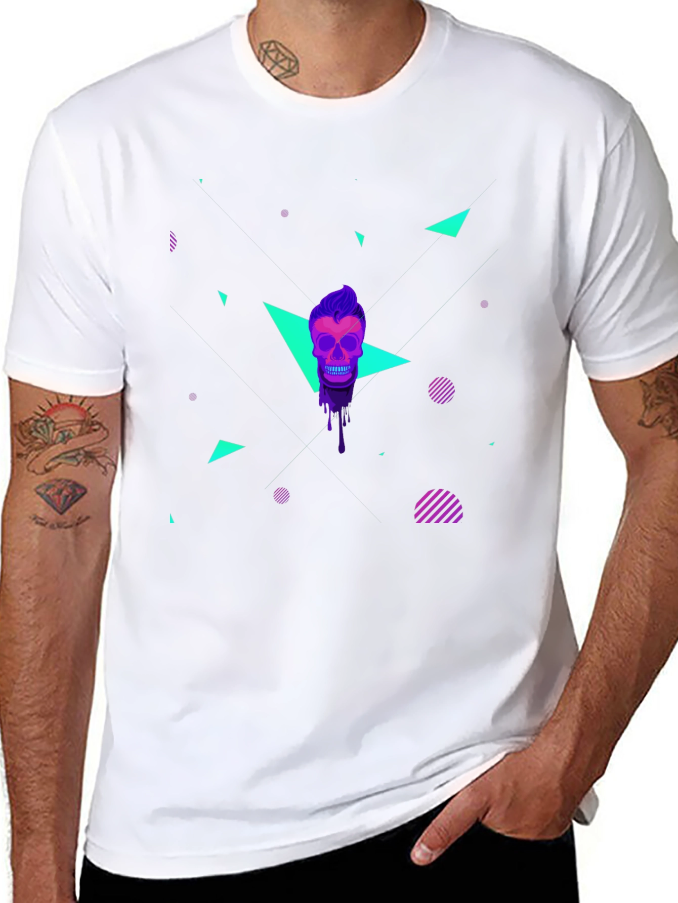 Neon Skull Graphic T-Shirt - Mens Black Tee
