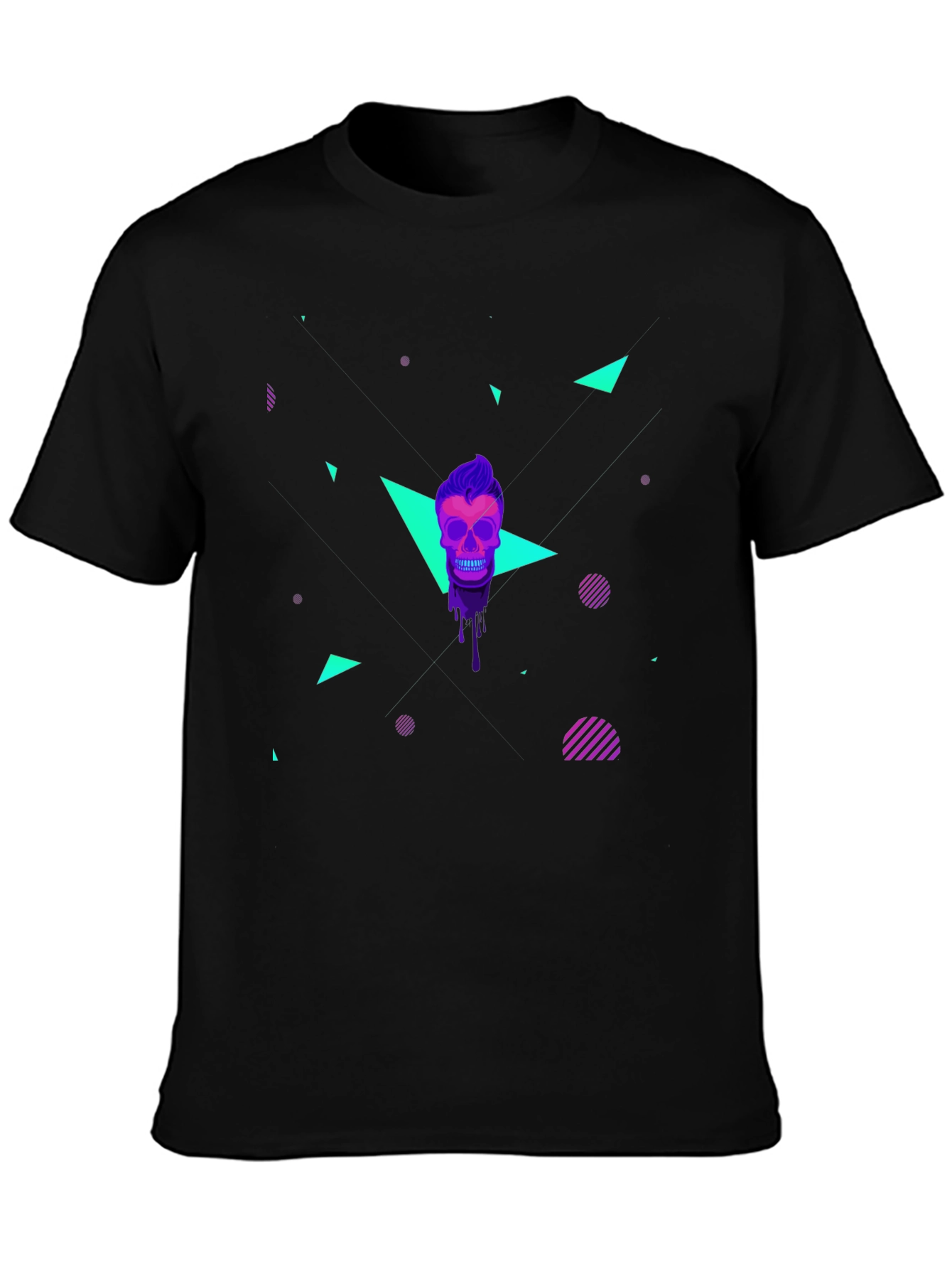 Neon Skull Graphic T-Shirt - Mens Black Tee