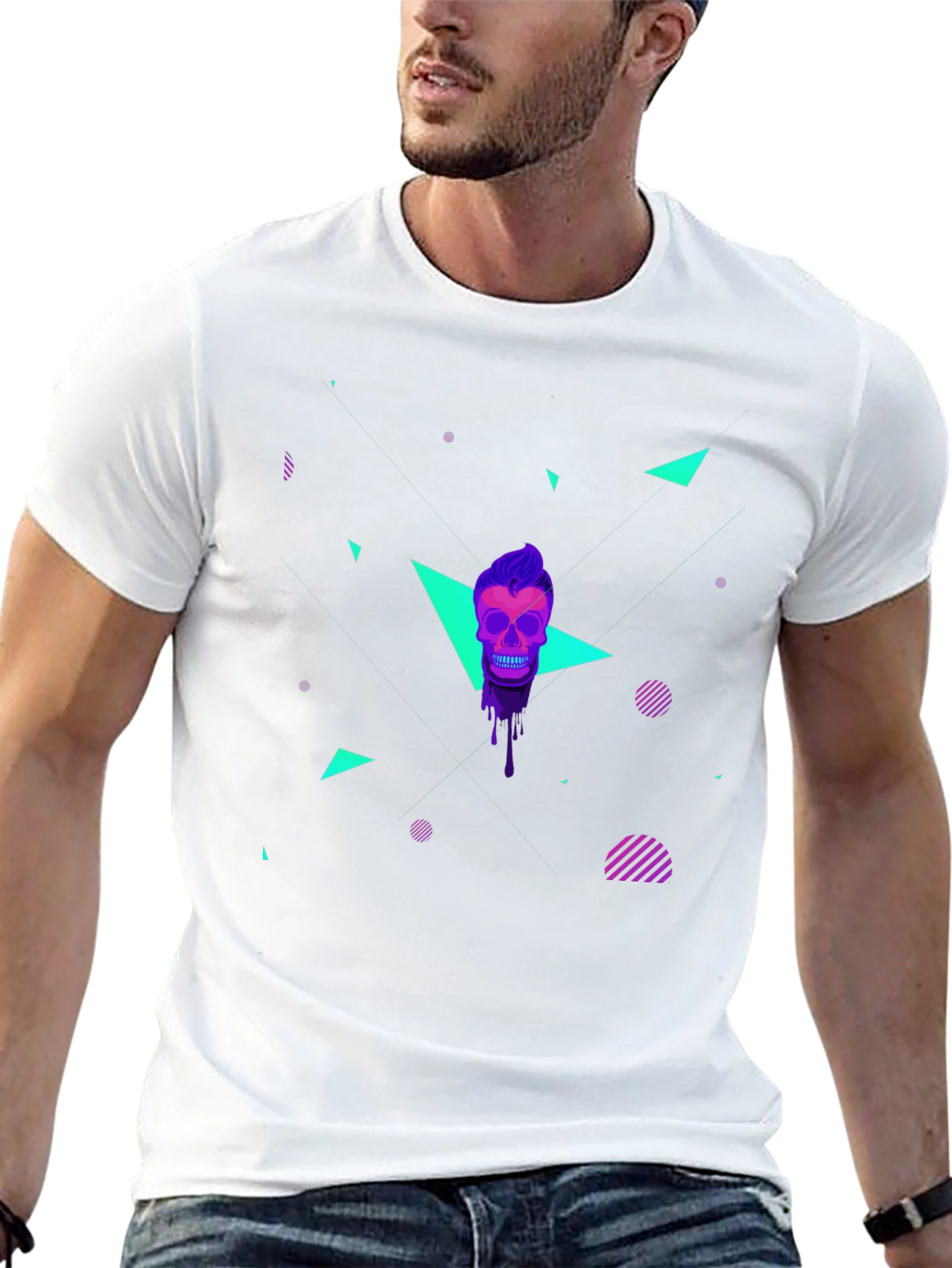 Neon Skull Graphic T-Shirt - Mens Black Tee