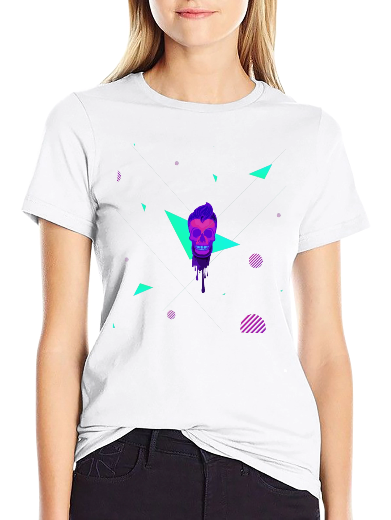 Neon Skull Graphic T-Shirt - Mens Black Tee