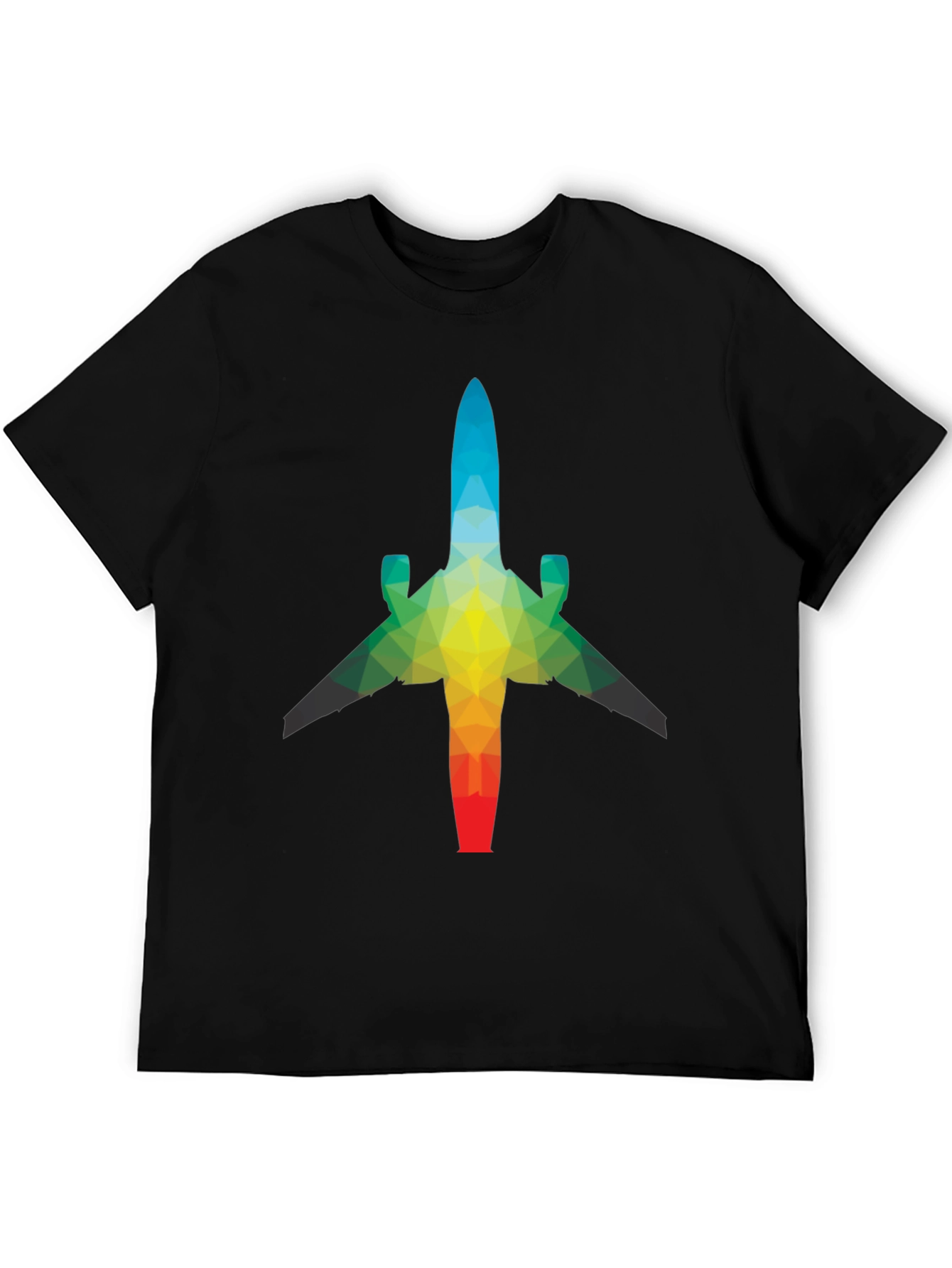 Geometric Airplane Graphic Tee - Black