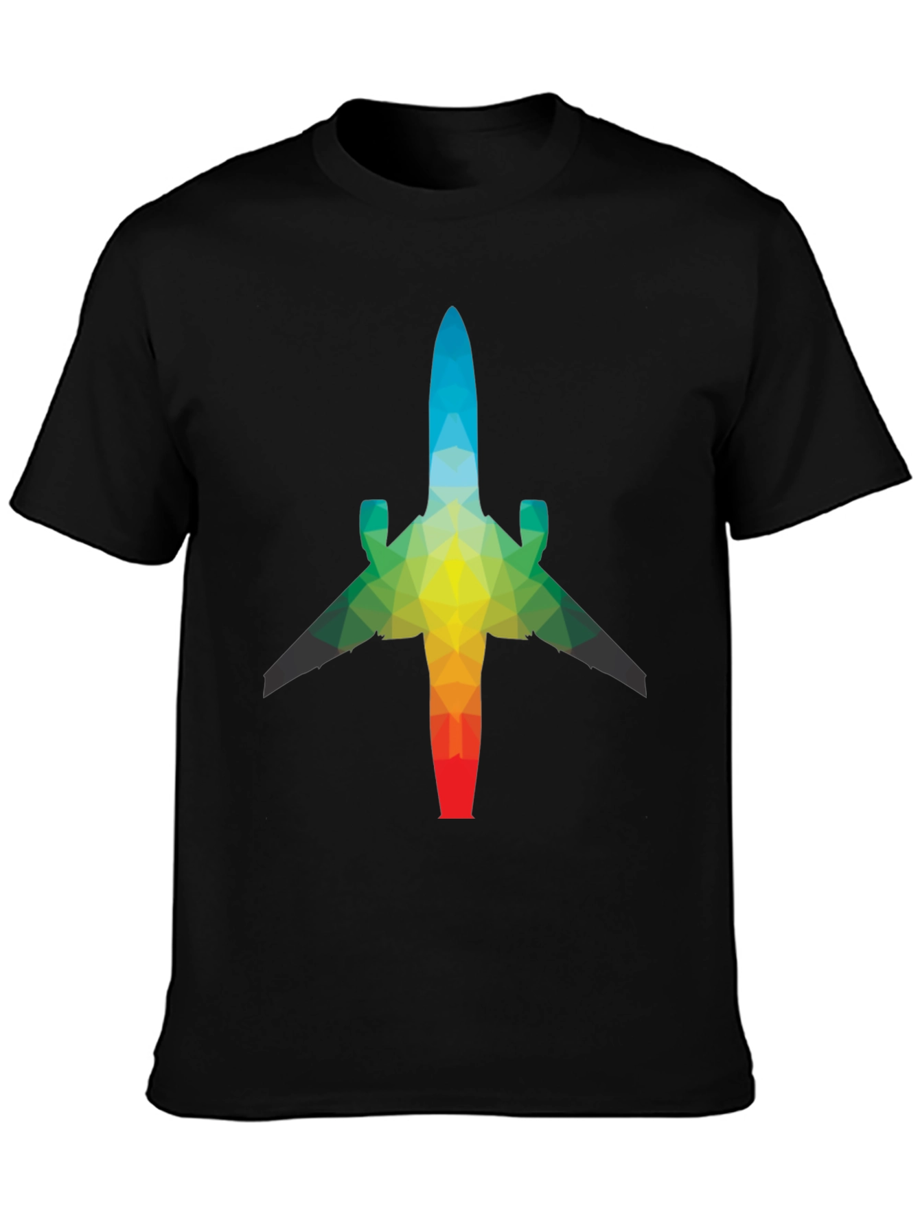 Geometric Airplane Graphic Tee - Black