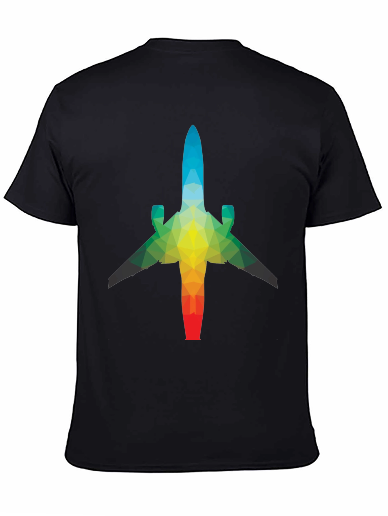 Geometric Airplane Graphic Tee - Black