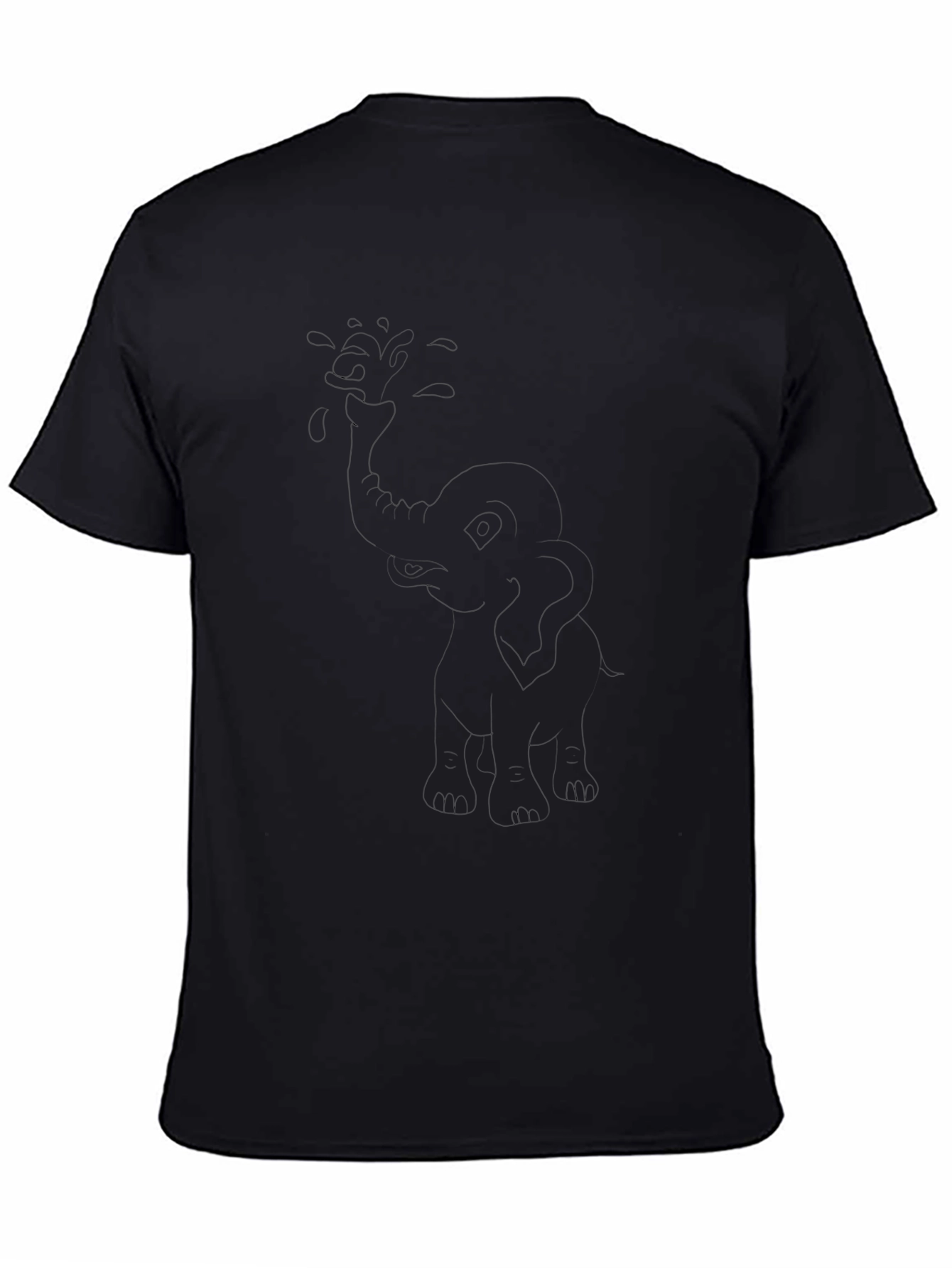 Black Elephant Outline Graphic Tee