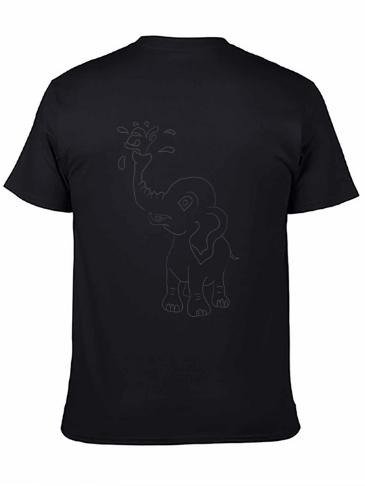 Black Elephant Outline Graphic Tee