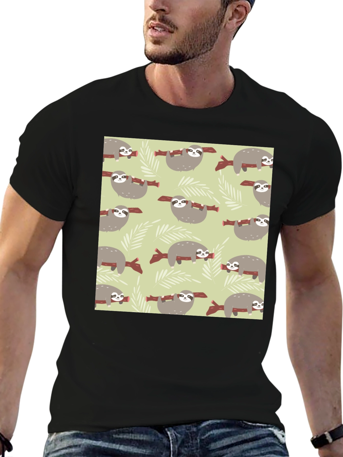 Sloth Pattern Tee - Comfortable Everyday Wear