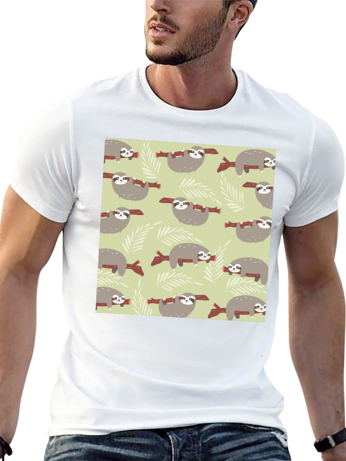 Sloth Pattern Tee - Comfortable Everyday Wear