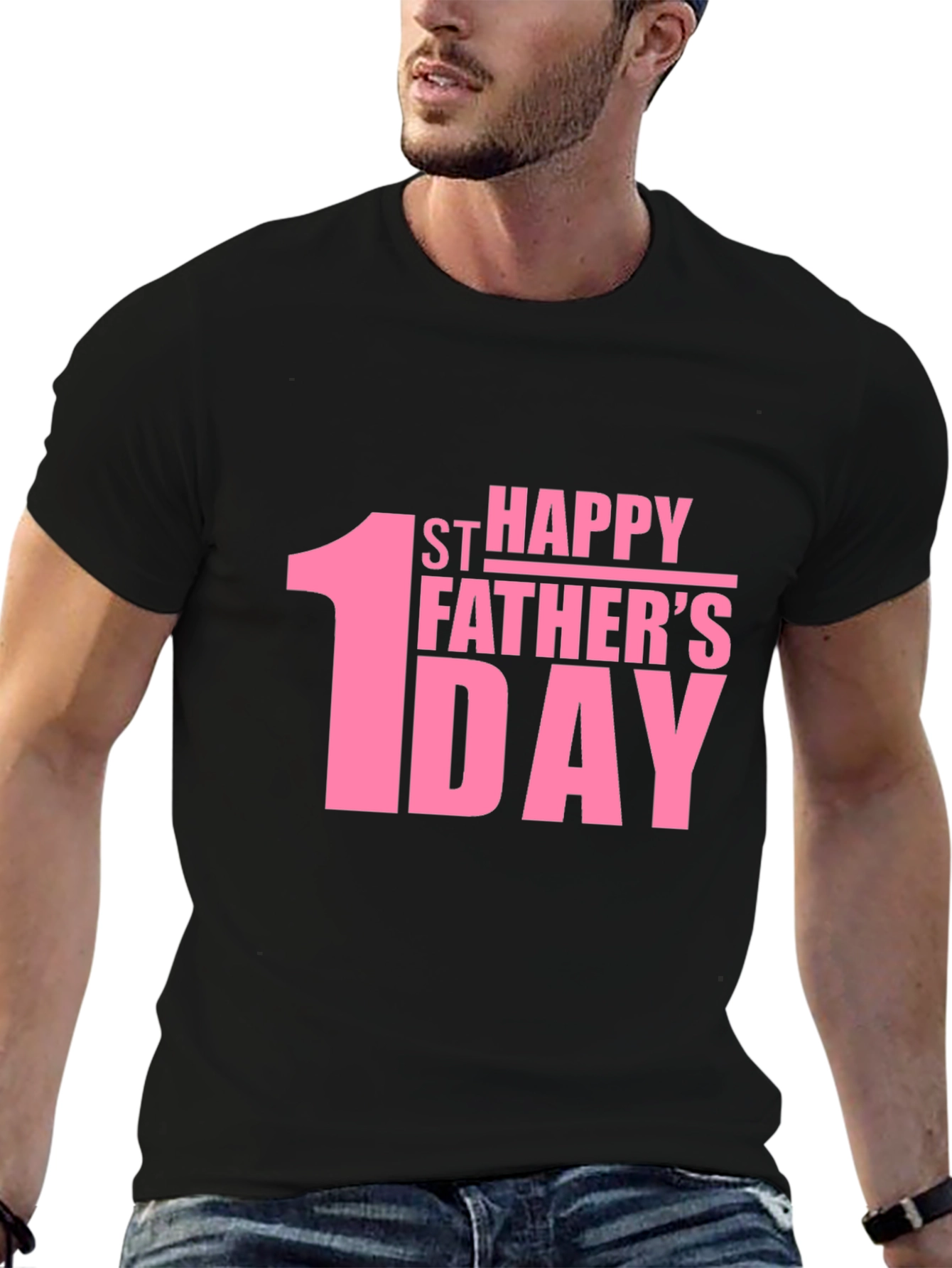 1st Happy Fathers Day Black T-Shirt
