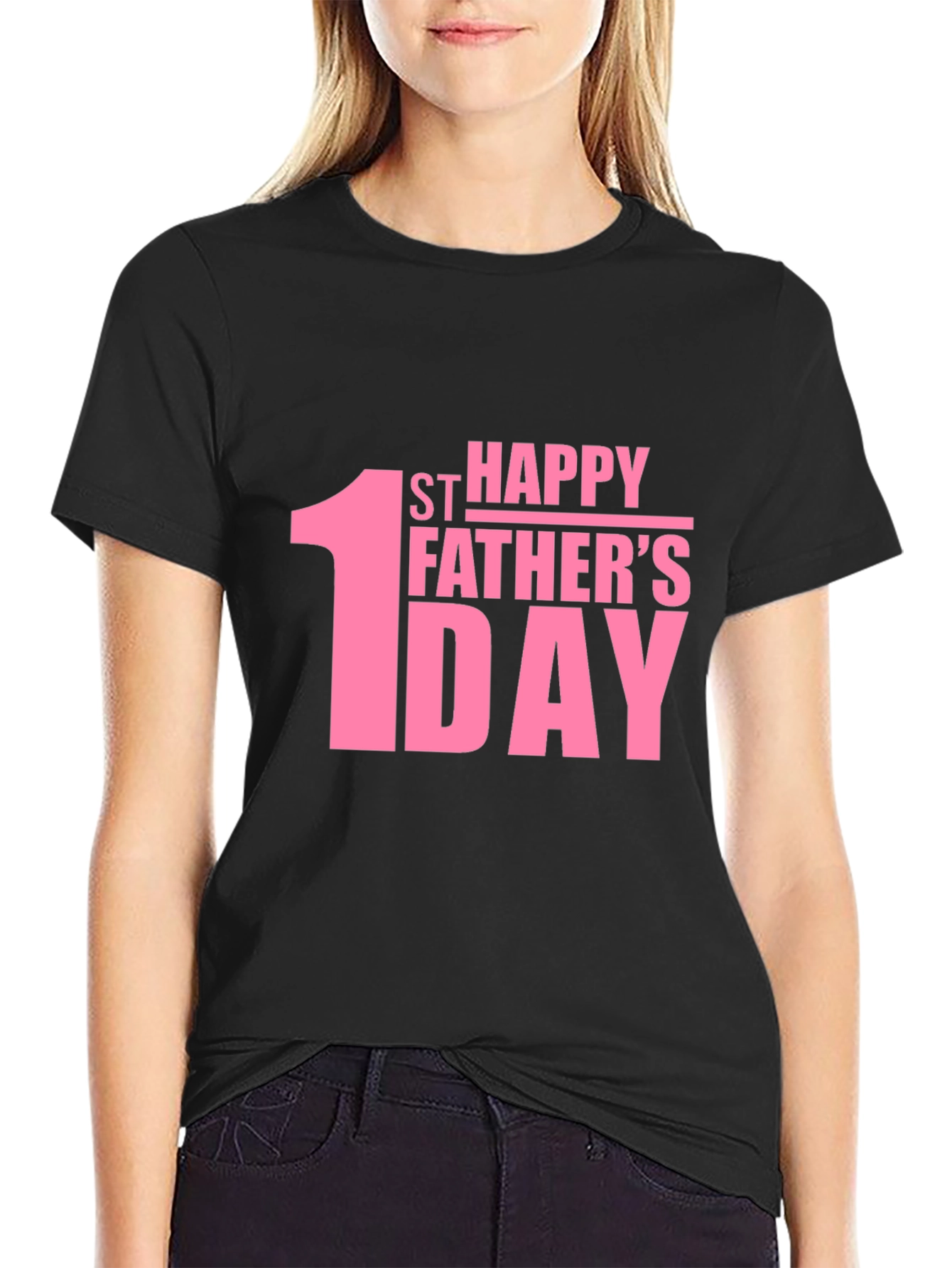 1st Happy Fathers Day Black T-Shirt