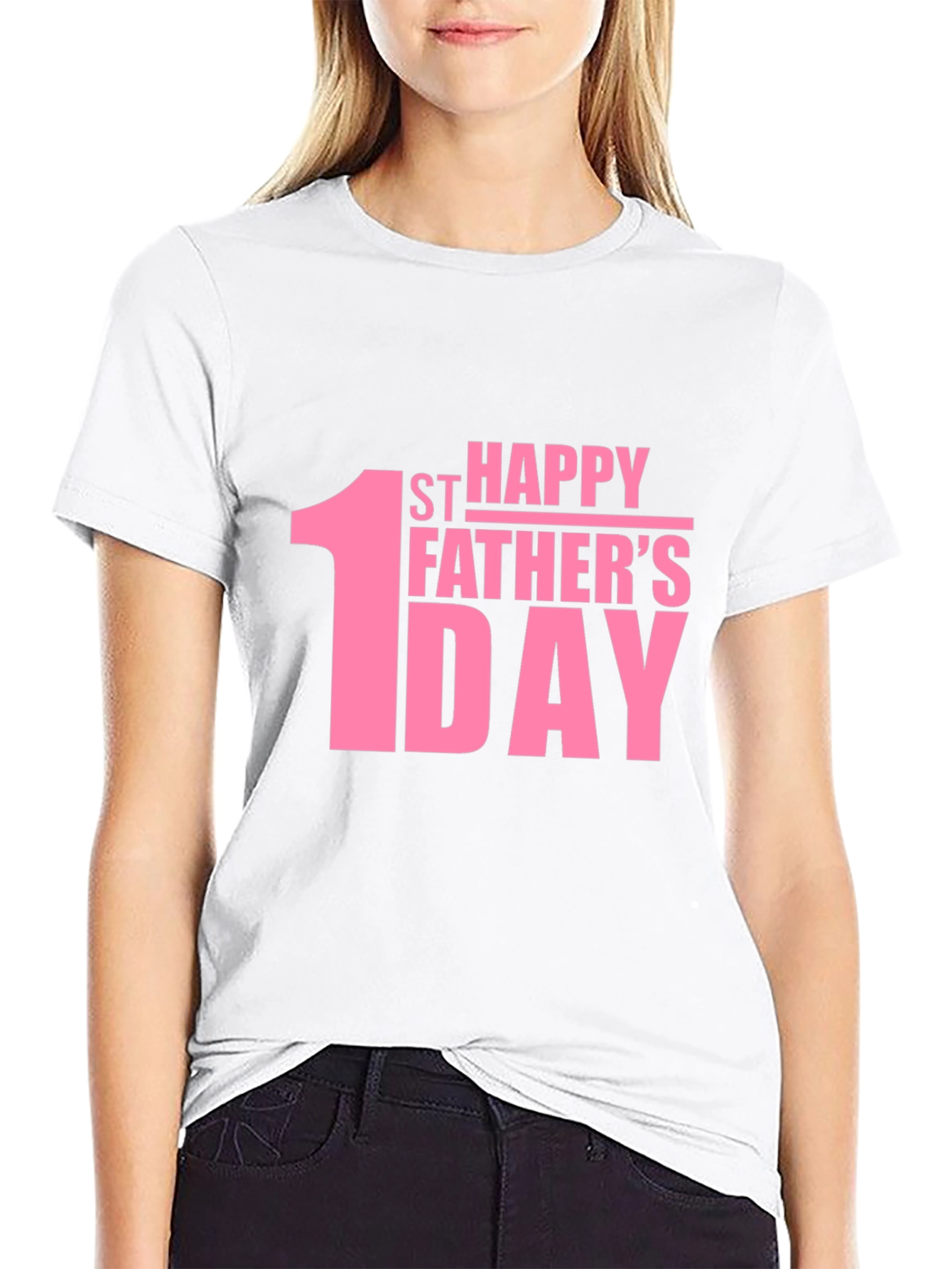 1st Happy Fathers Day Black T-Shirt