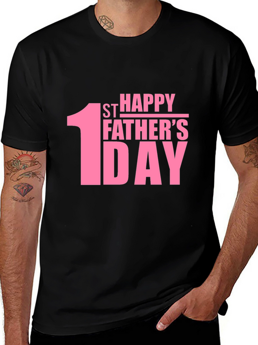 1st Happy Fathers Day Black T-Shirt