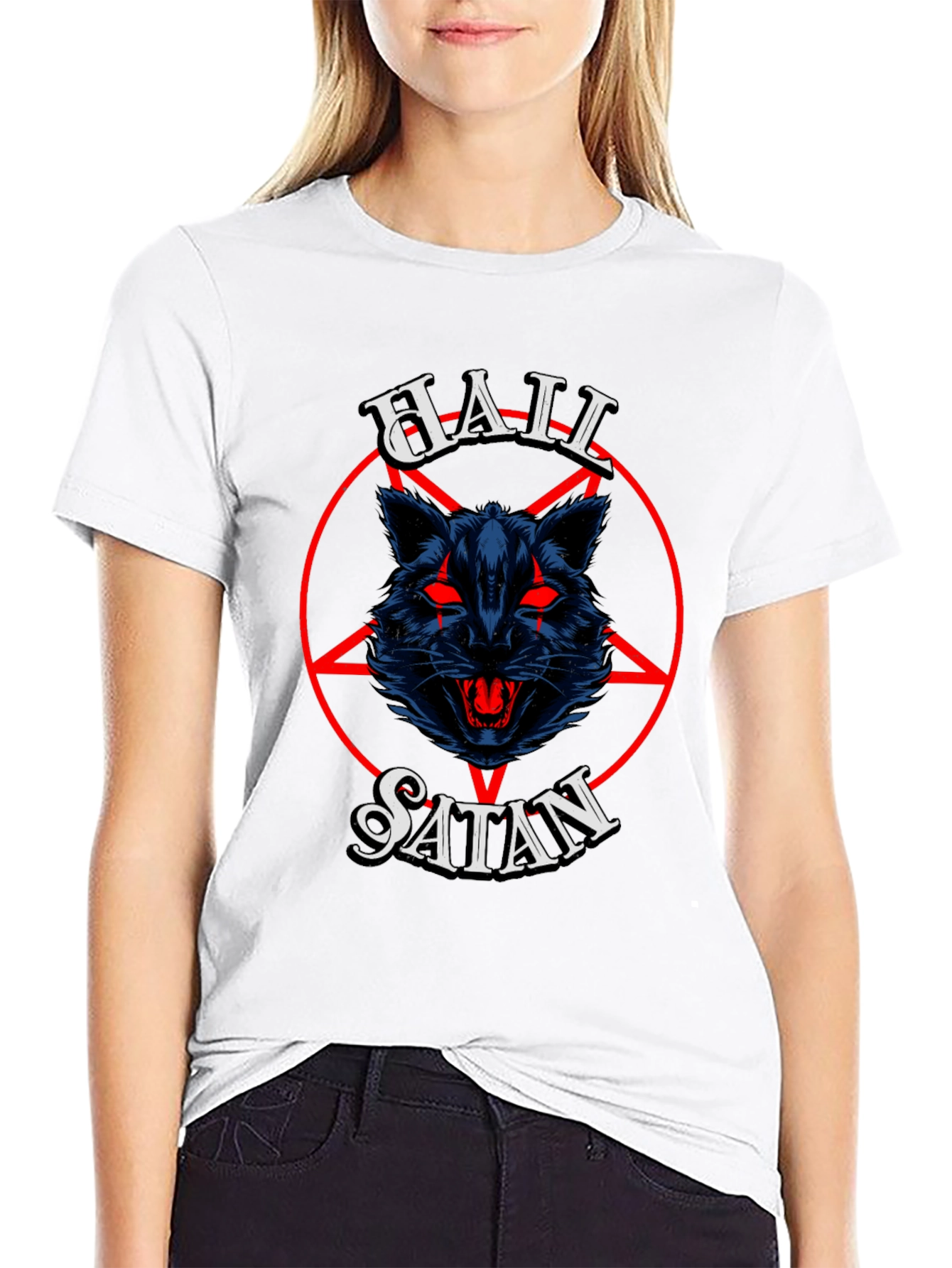 Hail Satan Graphic Tee - Black Cotton T-Shirt