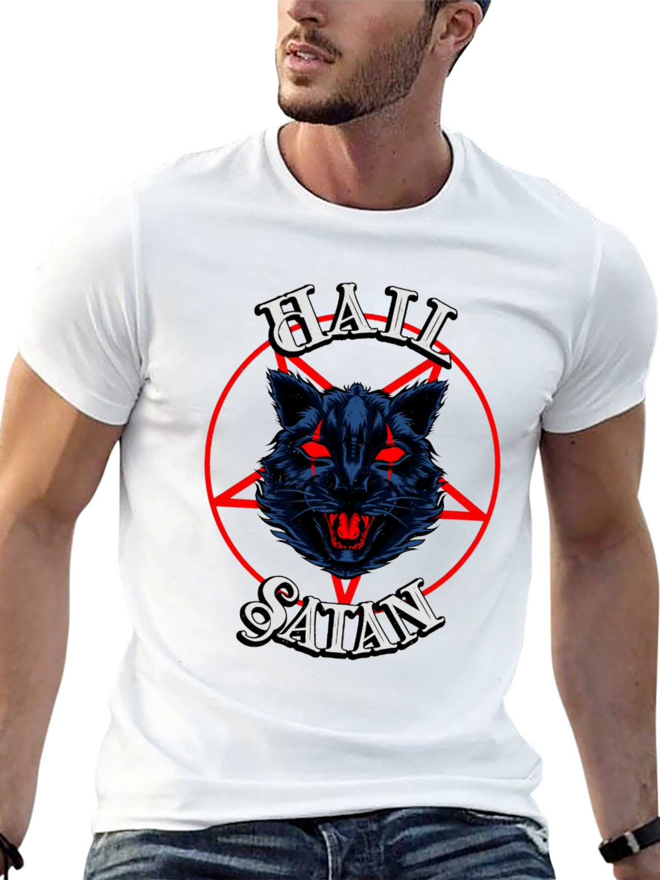Hail Satan Graphic Tee - Black Cotton T-Shirt