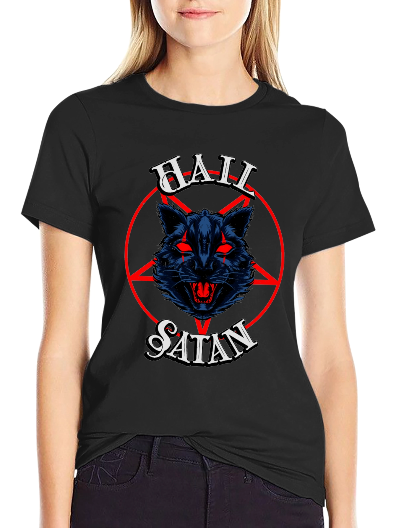 Hail Satan Graphic Tee - Black Cotton T-Shirt
